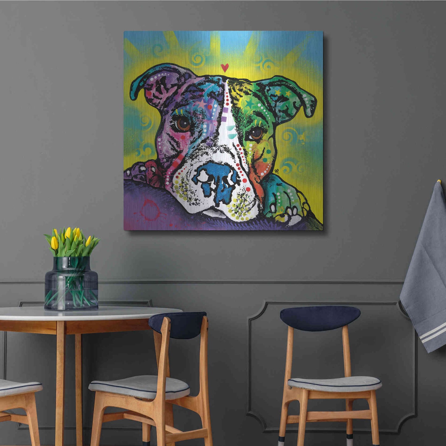 Luxe Metal Art 'The Baby Pit Bull' by Dean Russo, Metal Wall Art,36x36