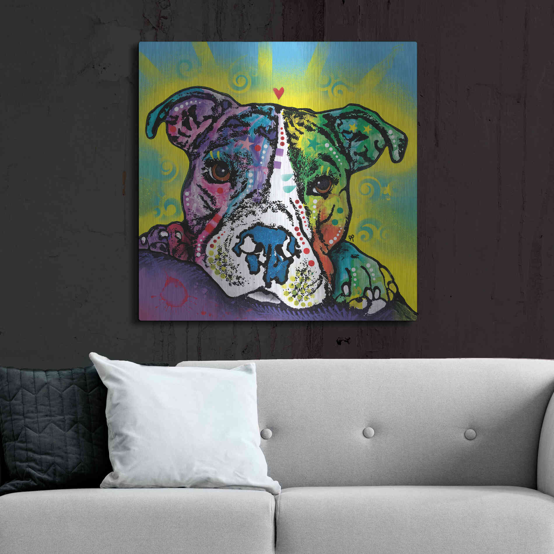 Luxe Metal Art 'The Baby Pit Bull' by Dean Russo, Metal Wall Art,36x36