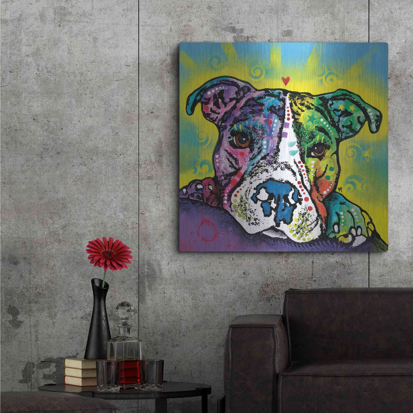 Luxe Metal Art 'The Baby Pit Bull' by Dean Russo, Metal Wall Art,36x36