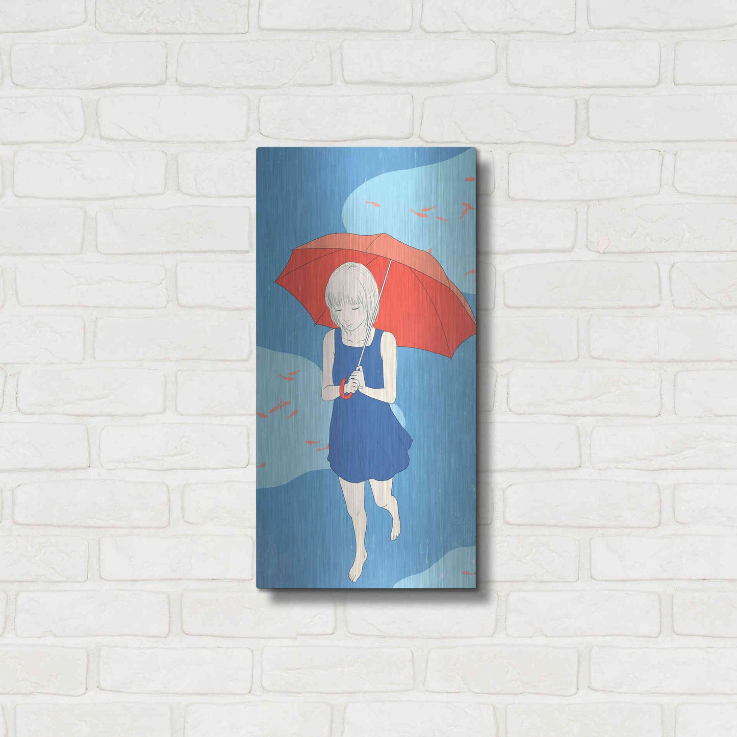 Luxe Metal Art 'Afternoon Fish' by Sai Tamiya, Metal Wall Art,12x24