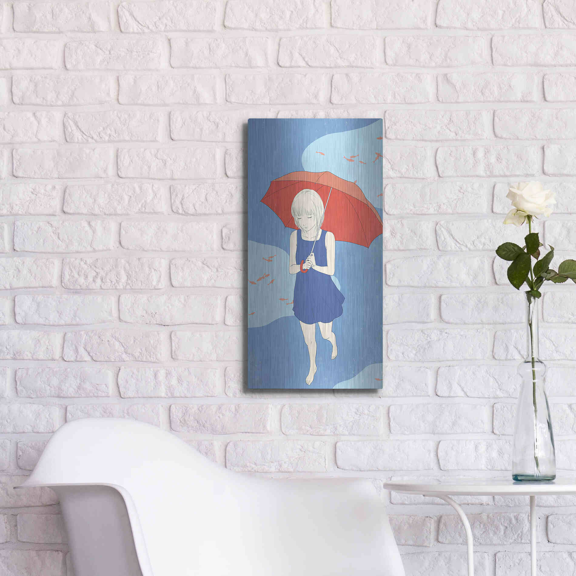 Luxe Metal Art 'Afternoon Fish' by Sai Tamiya, Metal Wall Art,12x24