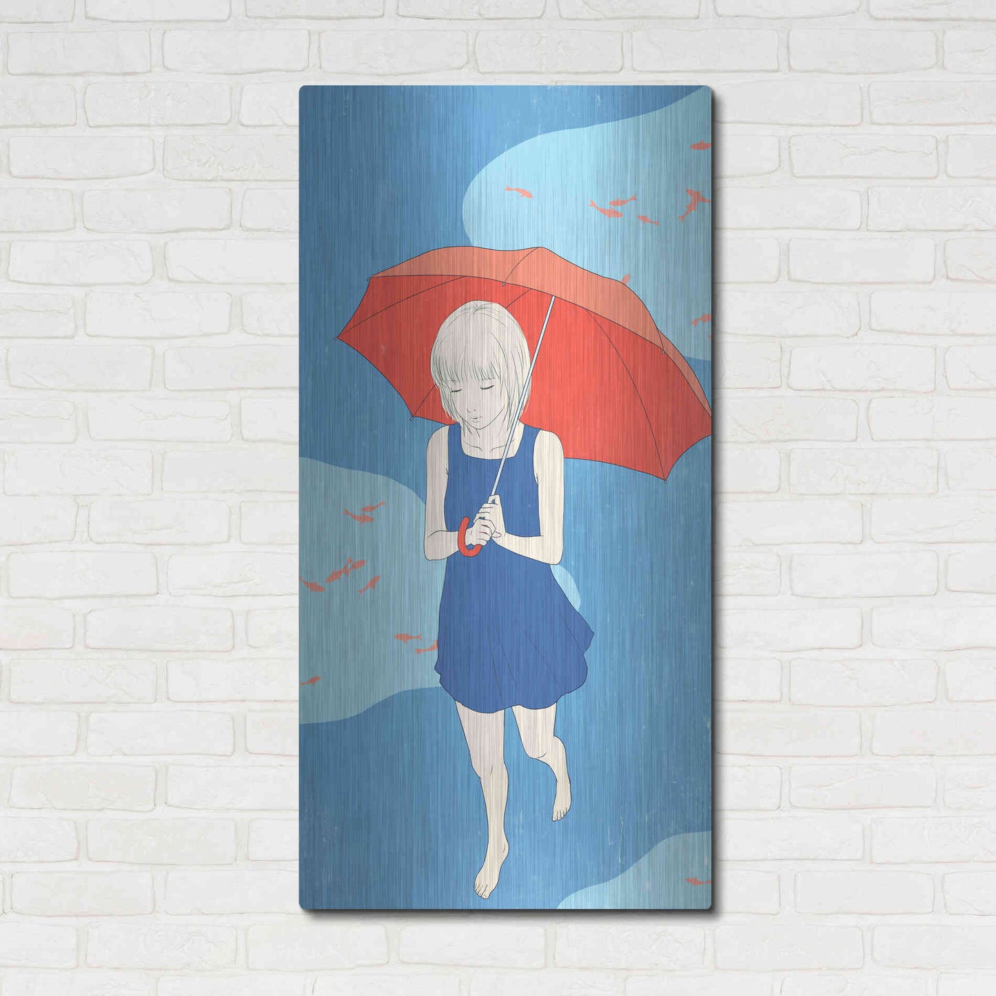 Luxe Metal Art 'Afternoon Fish' by Sai Tamiya, Metal Wall Art,24x48