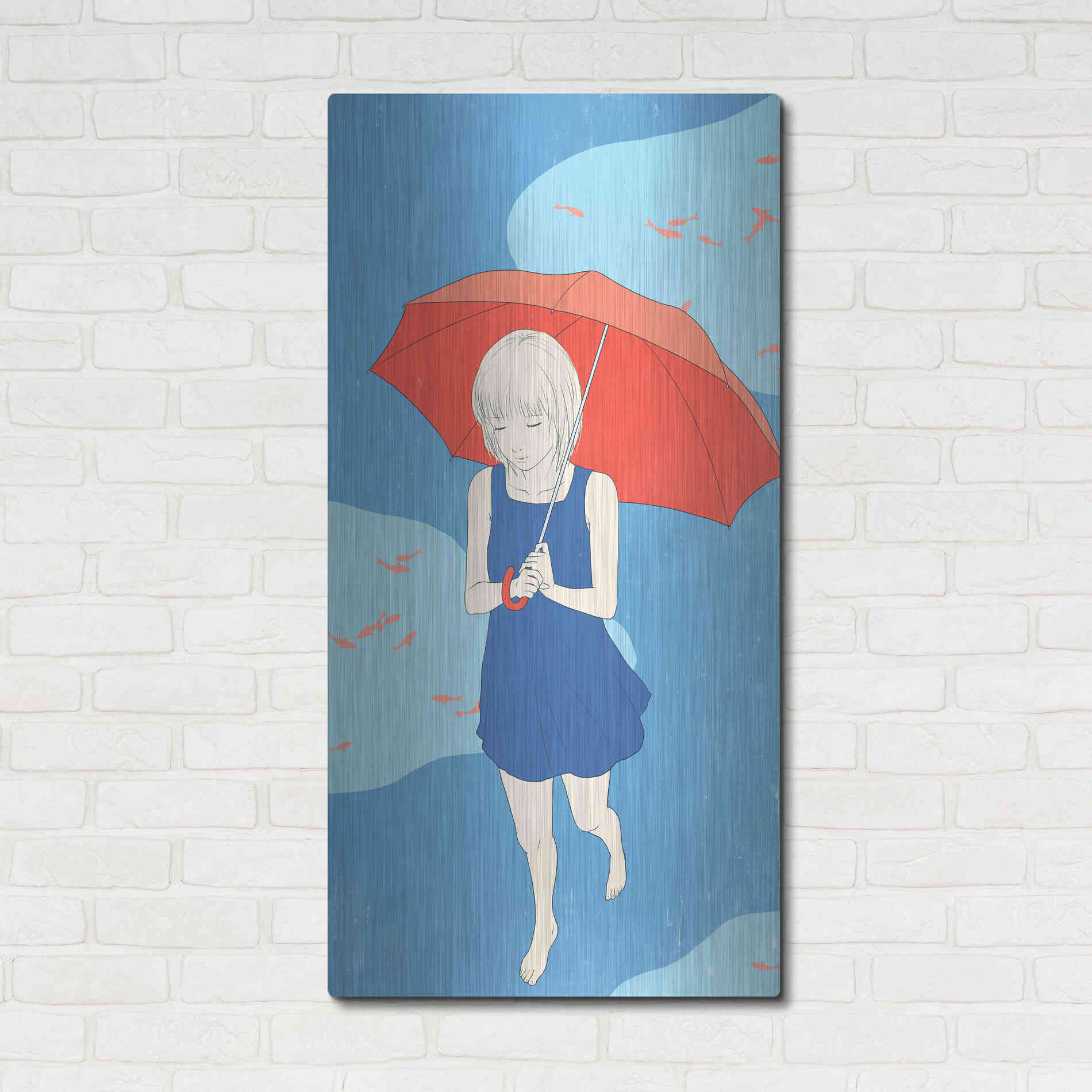 Luxe Metal Art 'Afternoon Fish' by Sai Tamiya, Metal Wall Art,24x48