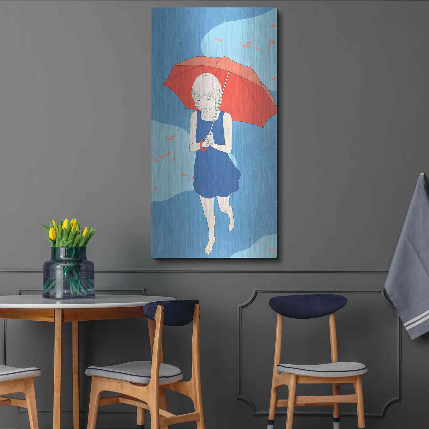 Luxe Metal Art 'Afternoon Fish' by Sai Tamiya, Metal Wall Art,24x48