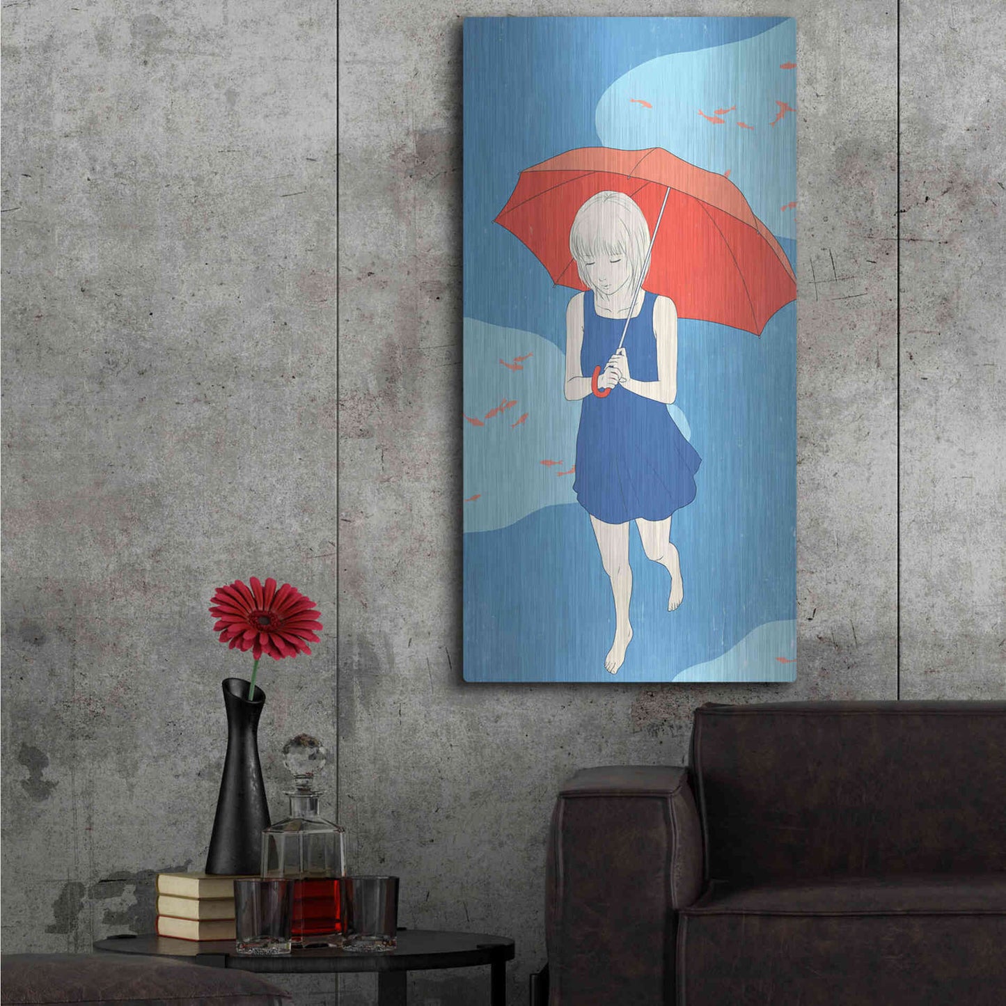 Luxe Metal Art 'Afternoon Fish' by Sai Tamiya, Metal Wall Art,24x48