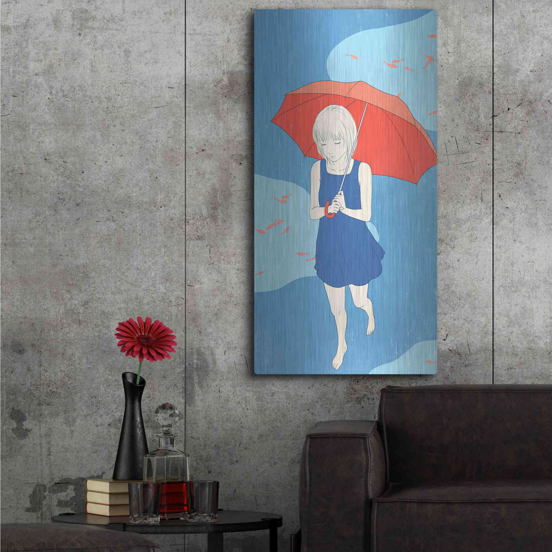 Luxe Metal Art 'Afternoon Fish' by Sai Tamiya, Metal Wall Art,24x48