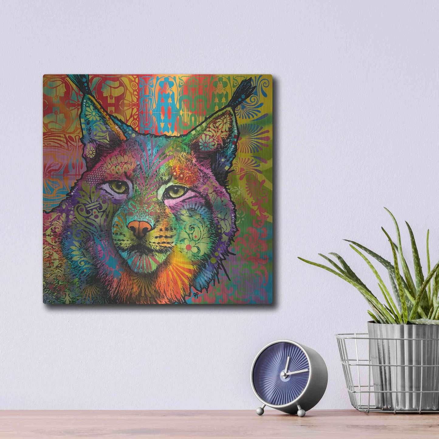 Luxe Metal Art 'The Lynx' by Dean Russo, Metal Wall Art,12x12