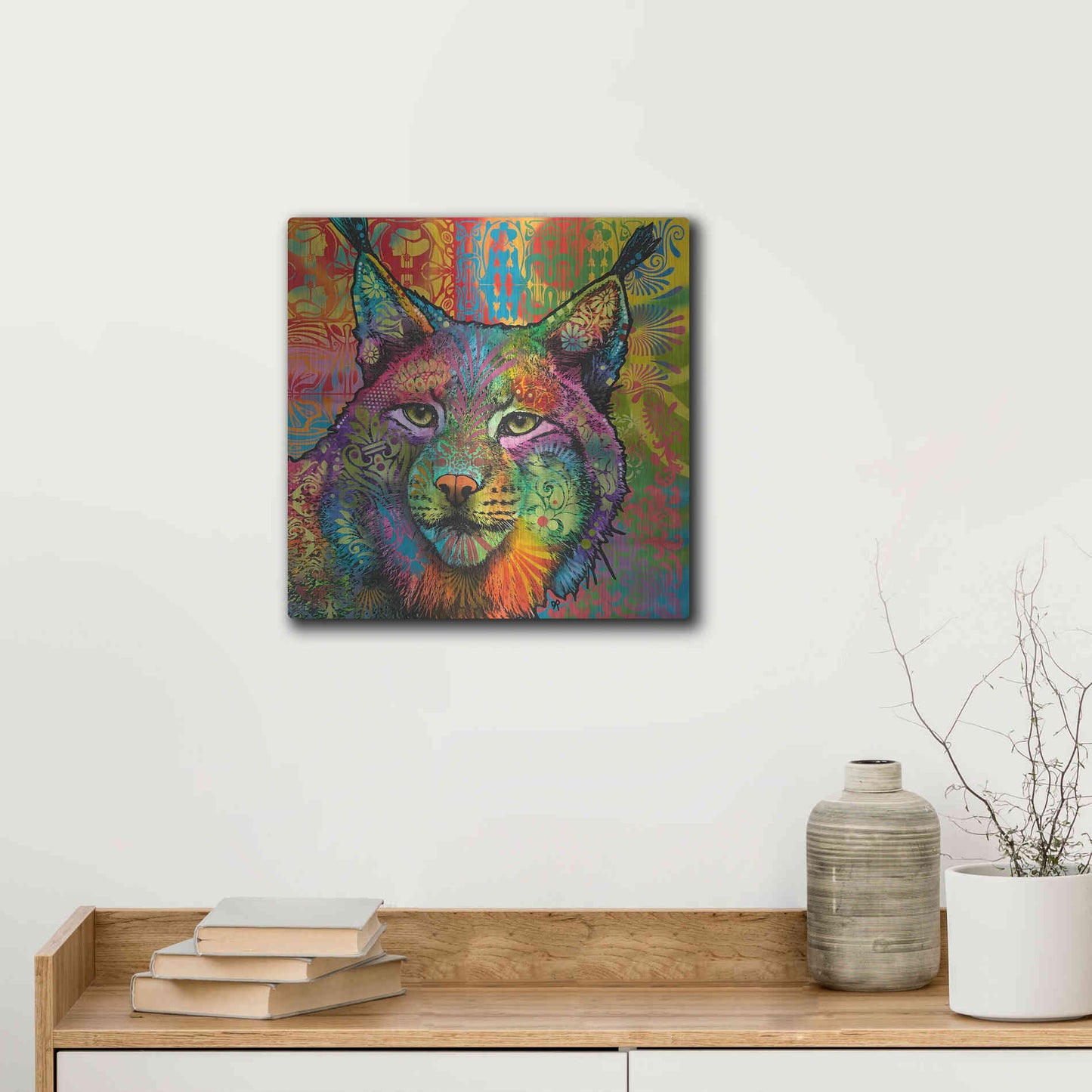 Luxe Metal Art 'The Lynx' by Dean Russo, Metal Wall Art,12x12