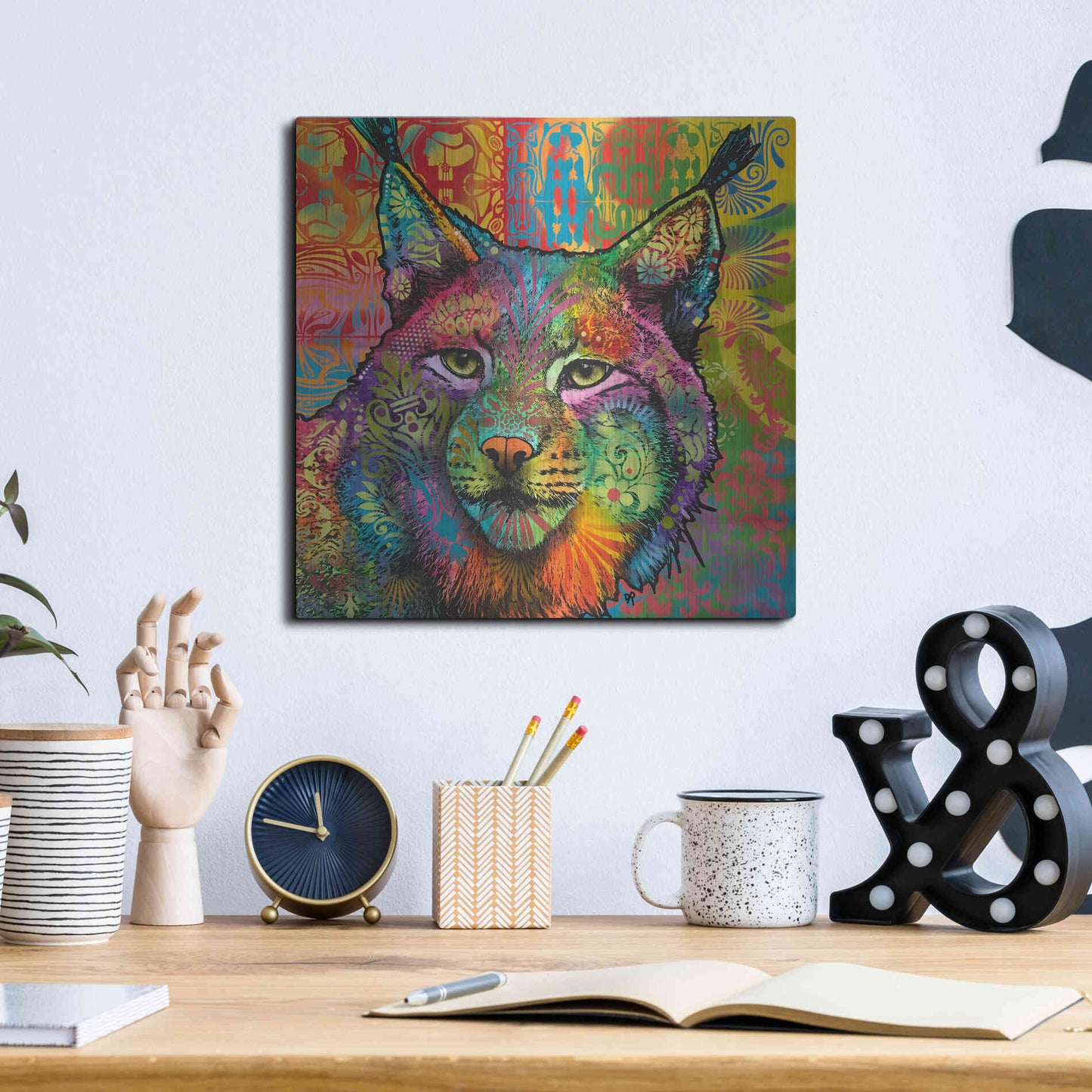 Luxe Metal Art 'The Lynx' by Dean Russo, Metal Wall Art,12x12