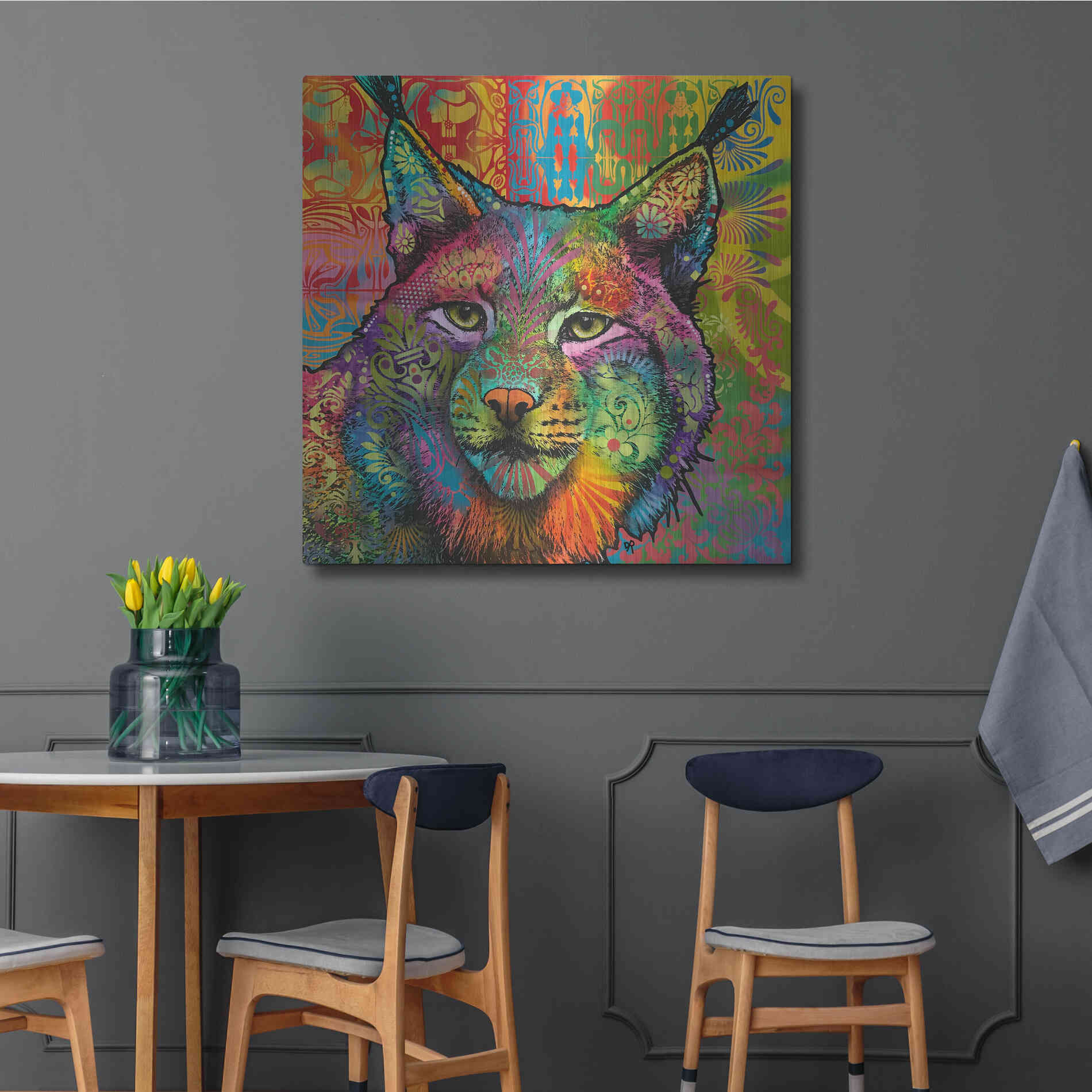 Luxe Metal Art 'The Lynx' by Dean Russo, Metal Wall Art,36x36