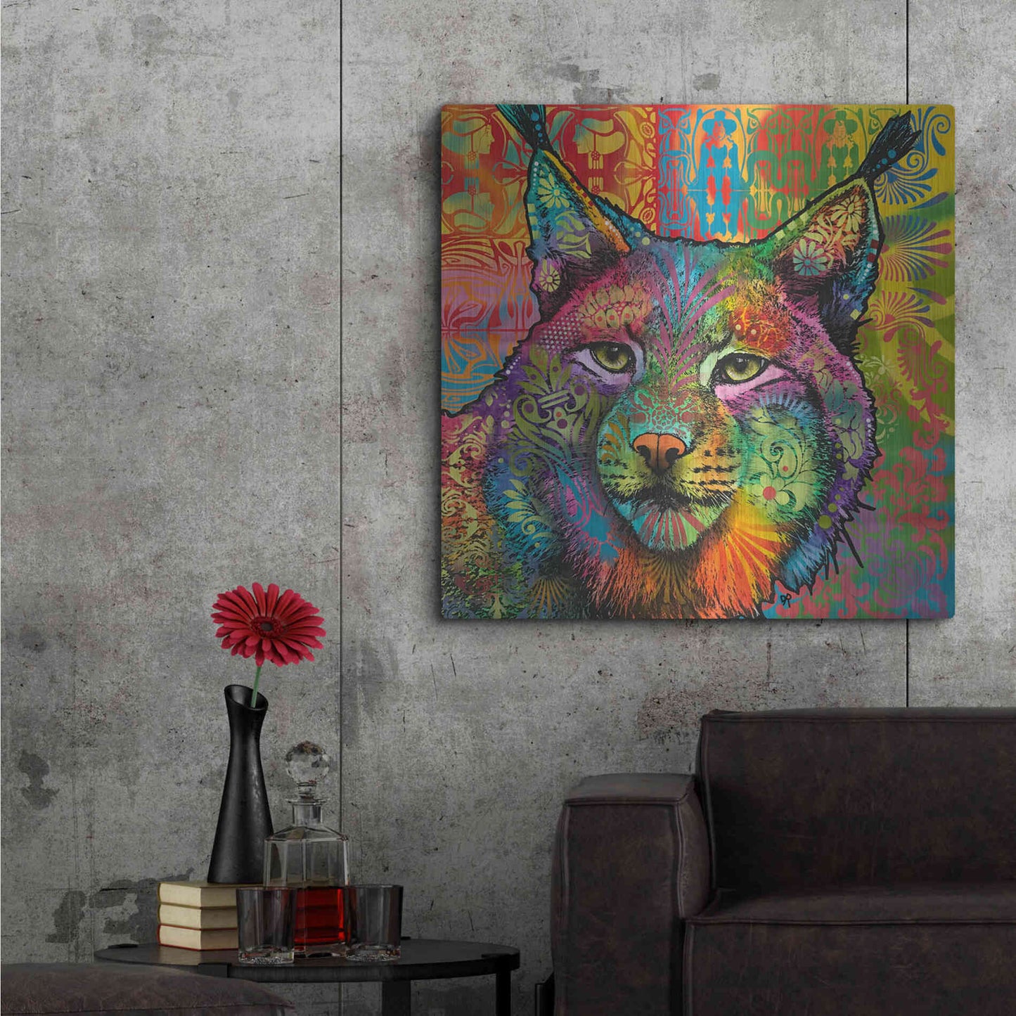 Luxe Metal Art 'The Lynx' by Dean Russo, Metal Wall Art,36x36