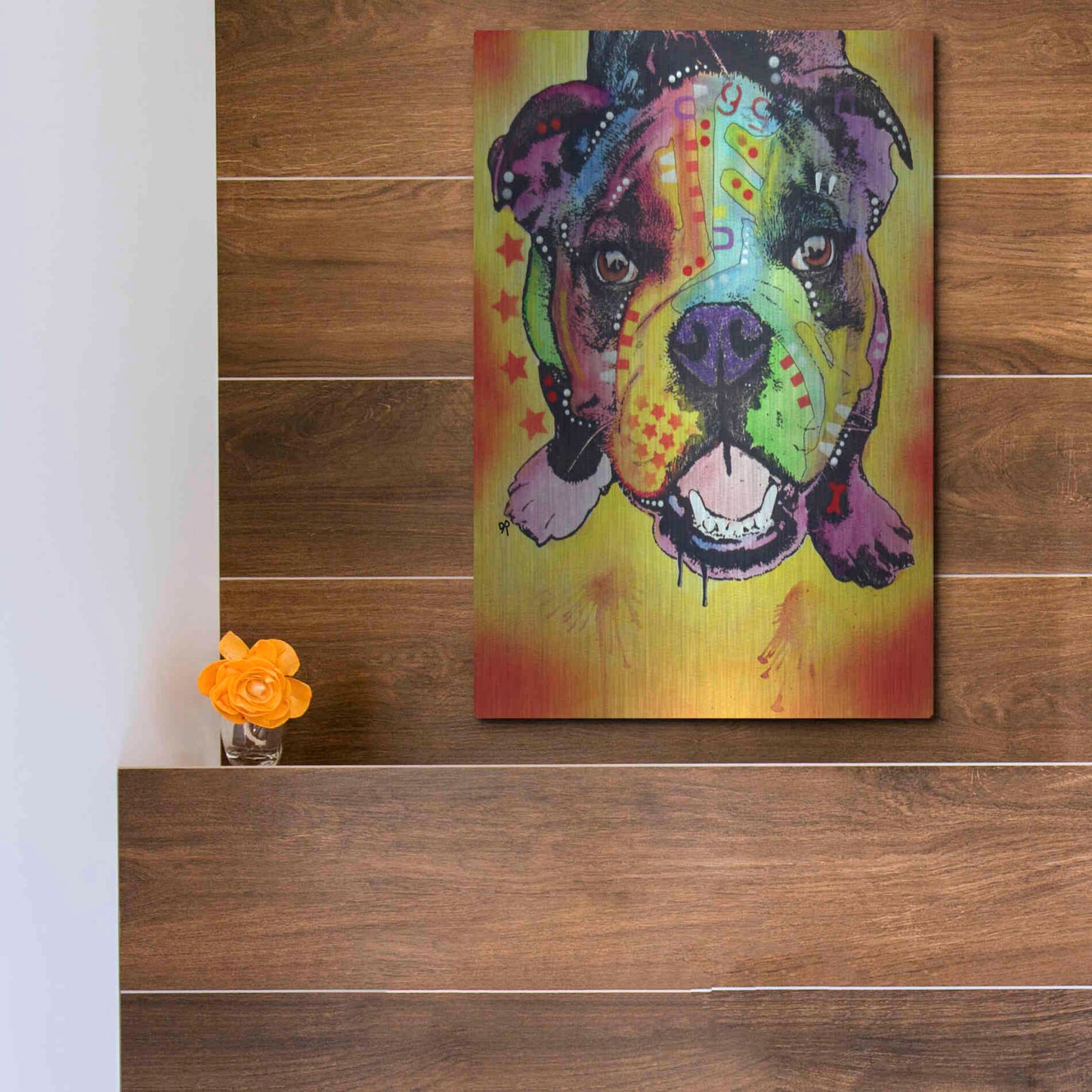 Luxe Metal Art 'Baby Bulldog' by Dean Russo, Metal Wall Art,12x16