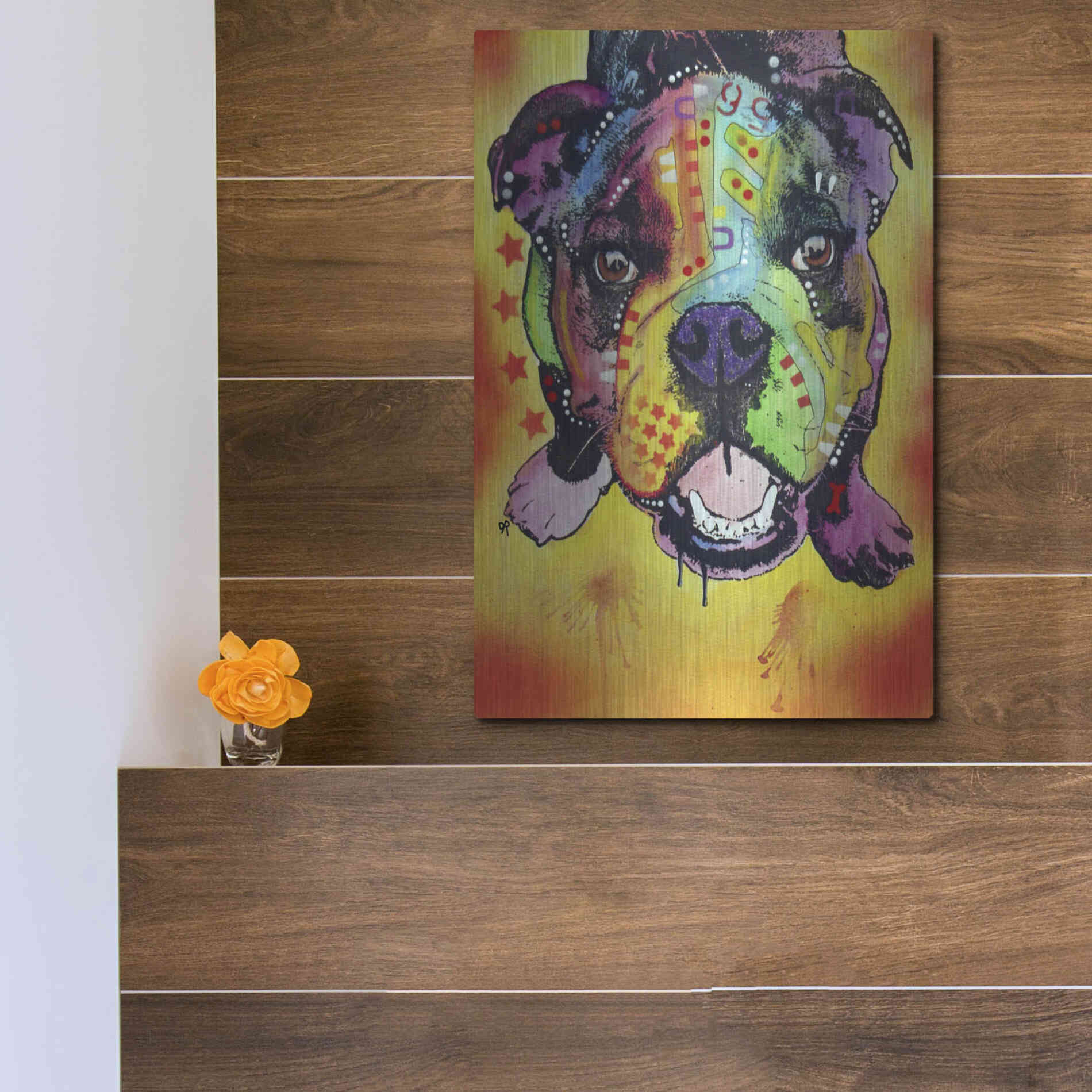 Luxe Metal Art 'Baby Bulldog' by Dean Russo, Metal Wall Art,12x16