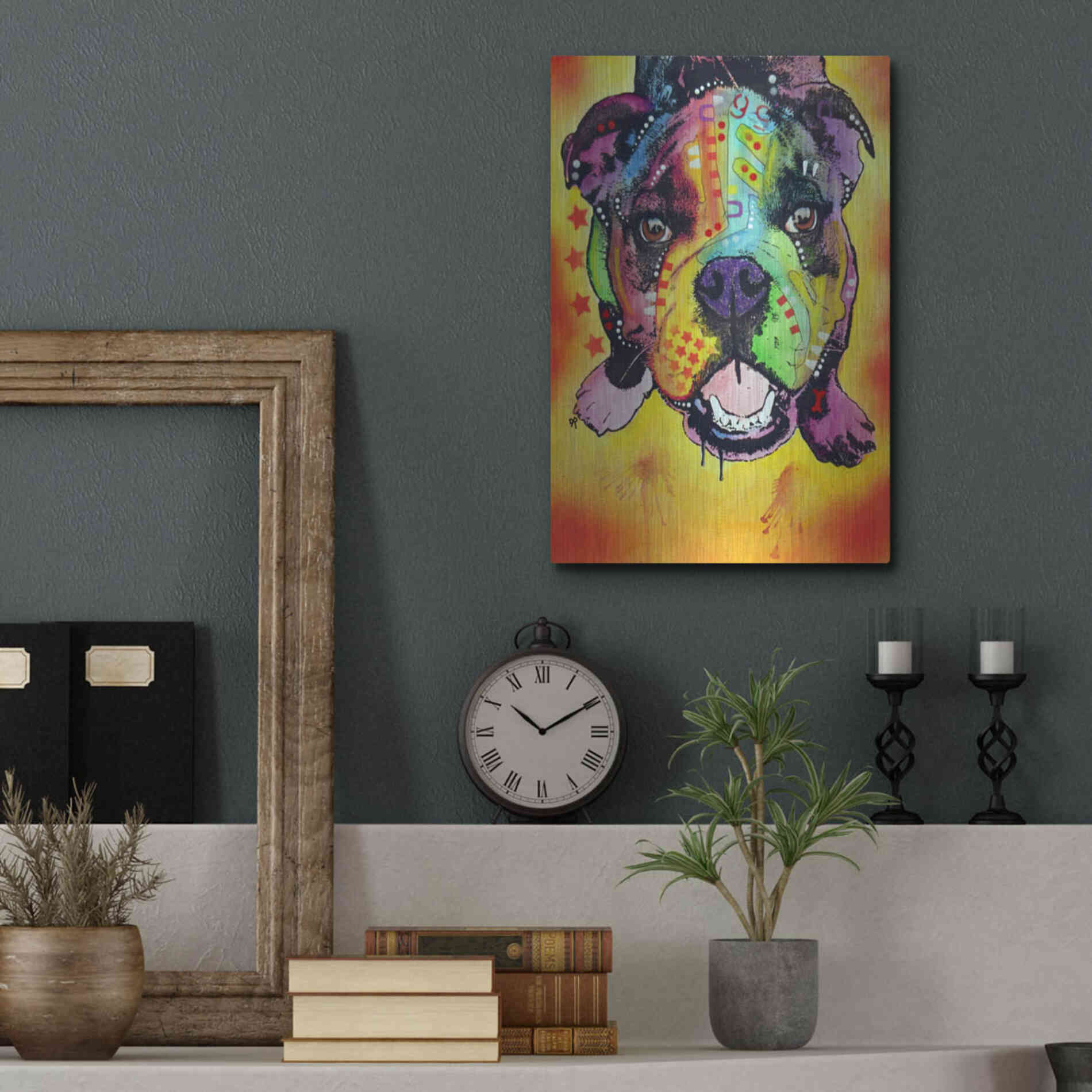 Luxe Metal Art 'Baby Bulldog' by Dean Russo, Metal Wall Art,12x16