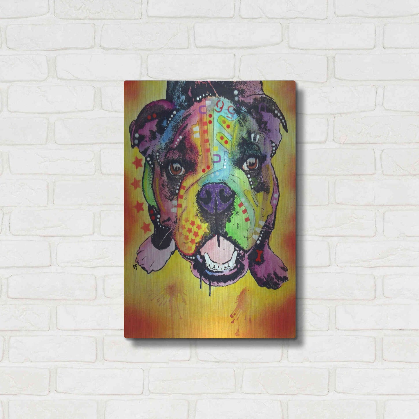 Luxe Metal Art 'Baby Bulldog' by Dean Russo, Metal Wall Art,16x24