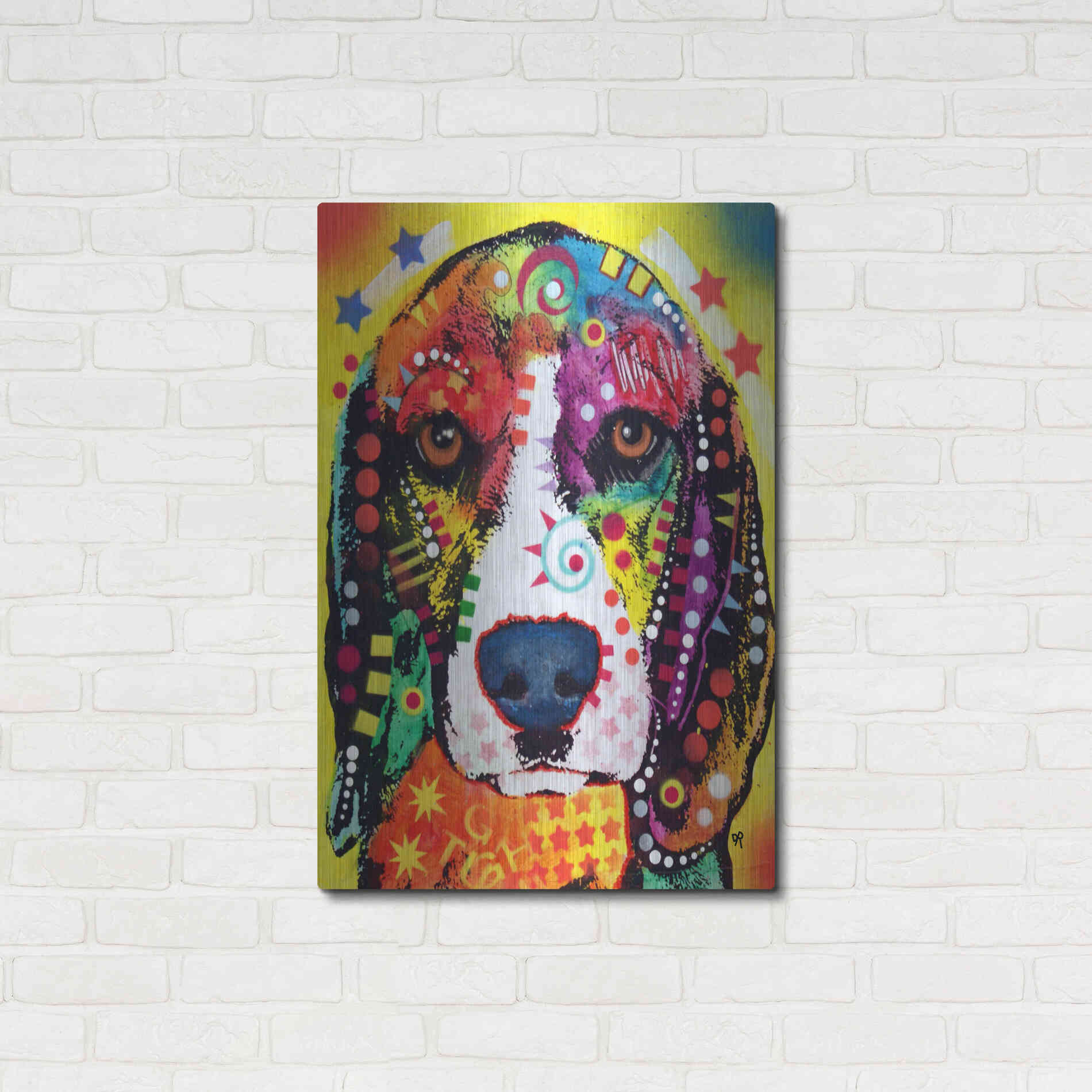 Luxe Metal Art 'Beagle Face' by Dean Russo, Metal Wall Art,24x36