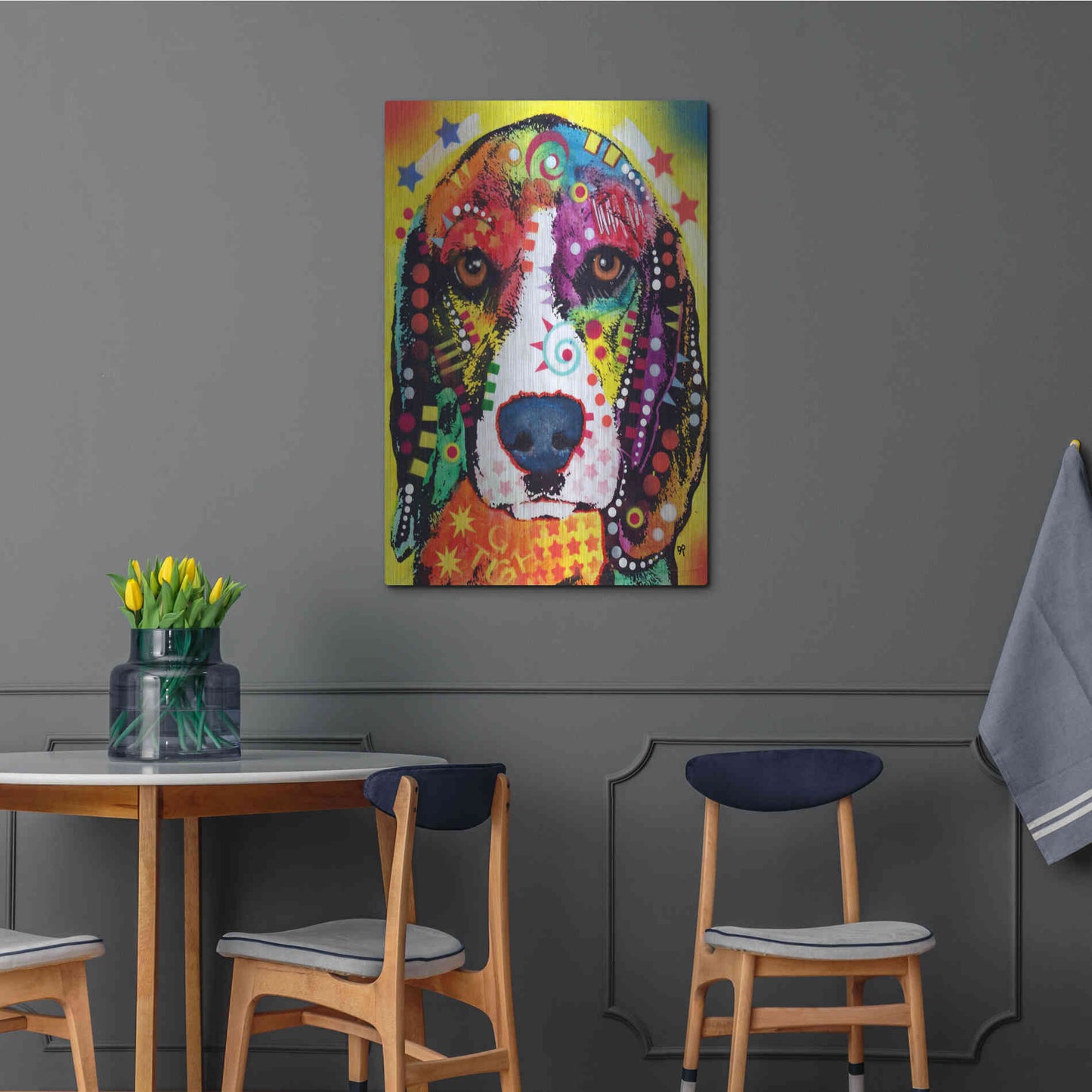 Luxe Metal Art 'Beagle Face' by Dean Russo, Metal Wall Art,24x36