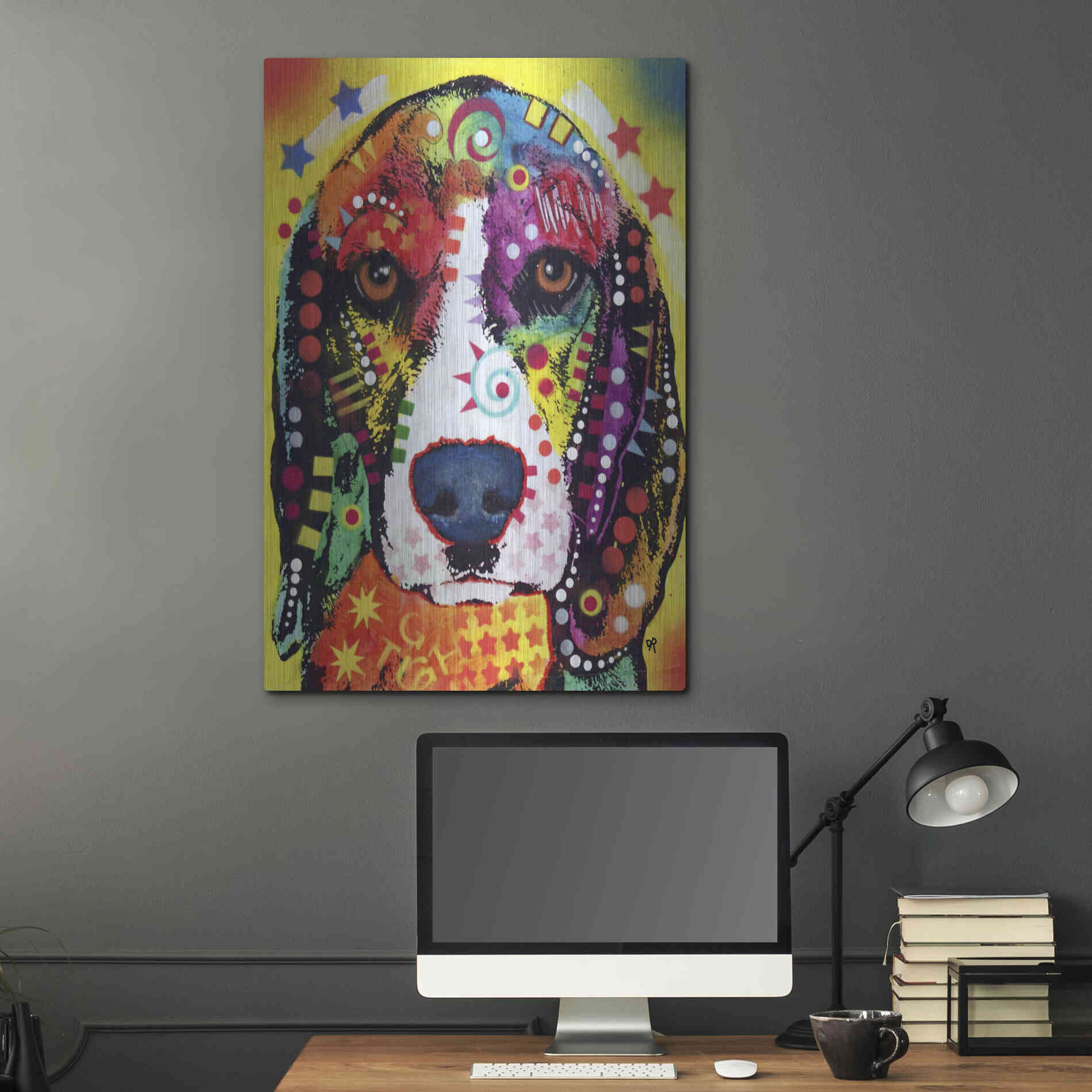 Luxe Metal Art 'Beagle Face' by Dean Russo, Metal Wall Art,24x36