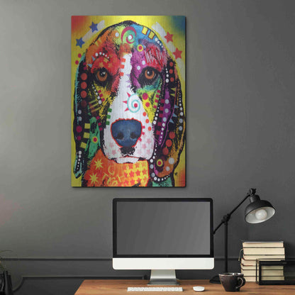 Luxe Metal Art 'Beagle Face' by Dean Russo, Metal Wall Art,24x36