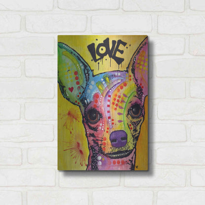 Luxe Metal Art 'Chihuahua Drip Love' by Dean Russo, Metal Wall Art,12x16