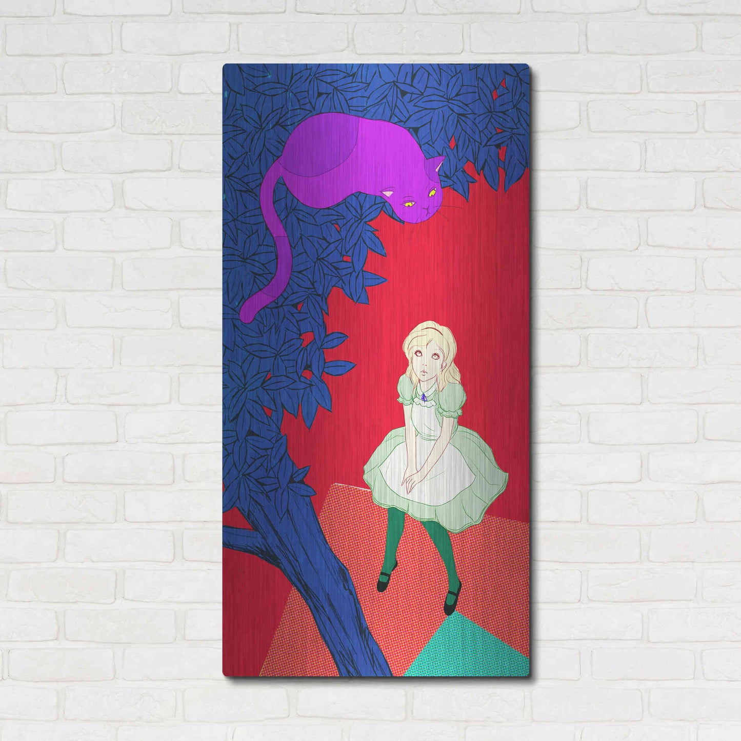 Luxe Metal Art 'Alice and Cheshire Cat' by Sai Tamiya, Metal Wall Art,24x48