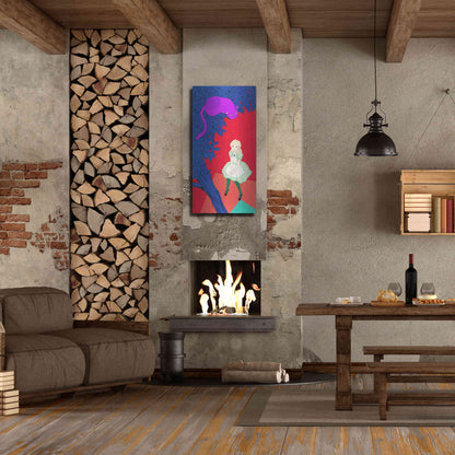 Luxe Metal Art 'Alice and Cheshire Cat' by Sai Tamiya, Metal Wall Art,24x48