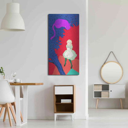 Luxe Metal Art 'Alice and Cheshire Cat' by Sai Tamiya, Metal Wall Art,24x48