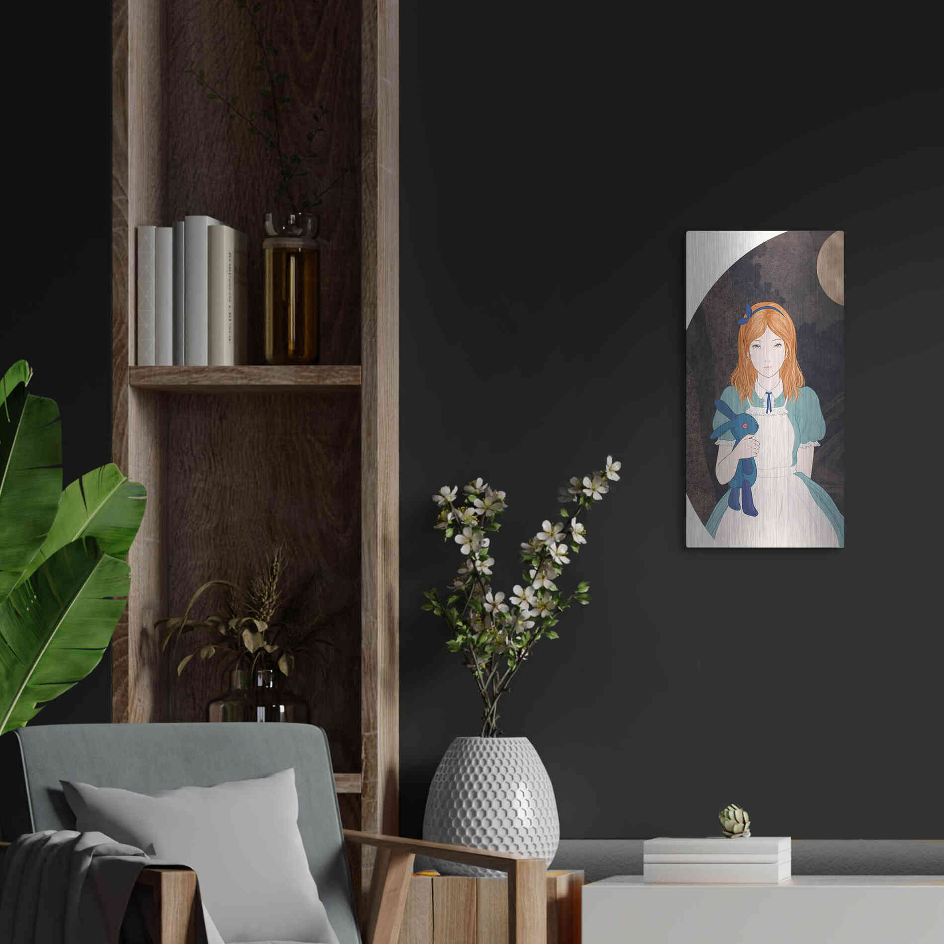 Luxe Metal Art 'Alice' by Sai Tamiya, Metal Wall Art,12x24