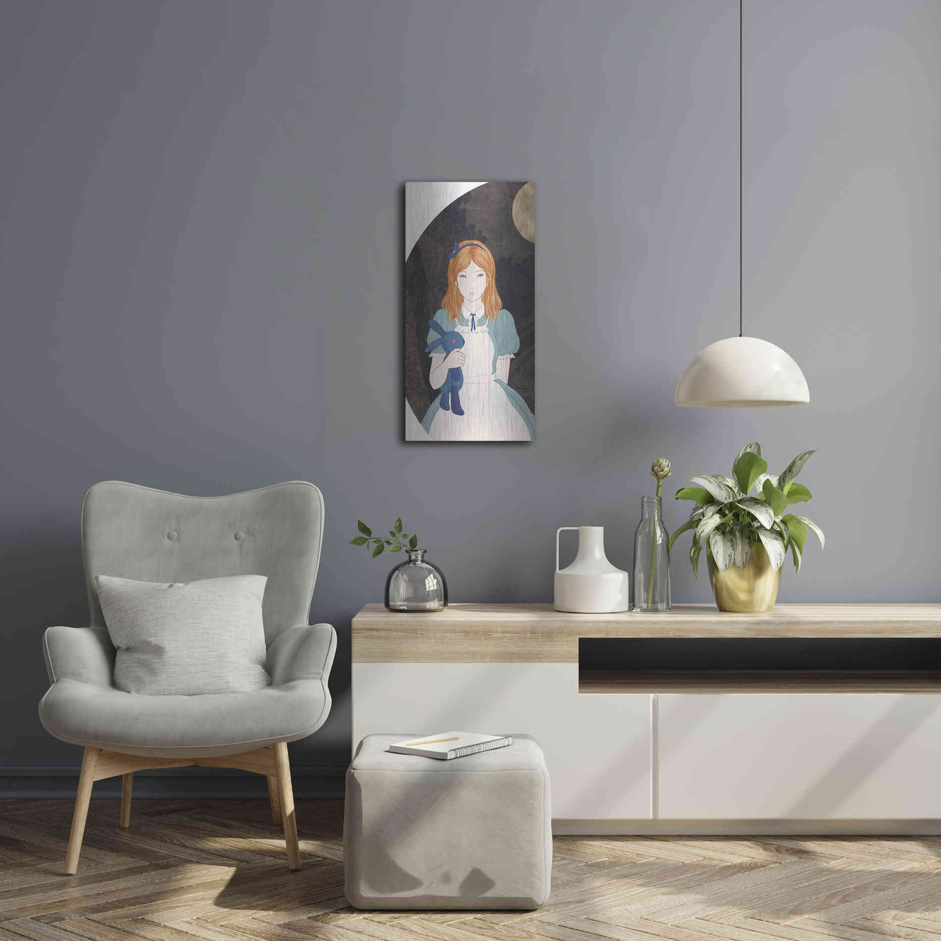 Luxe Metal Art 'Alice' by Sai Tamiya, Metal Wall Art,12x24