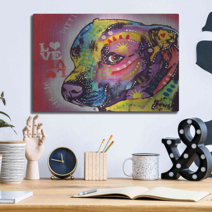 Luxe Metal Art 'Gratitude Pit Bull Pittie Love ' by Dean Russo, Metal Wall Art,16x12