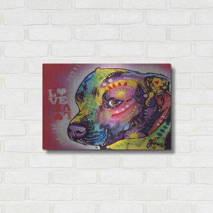 Luxe Metal Art 'Gratitude Pit Bull Pittie Love ' by Dean Russo, Metal Wall Art,24x16