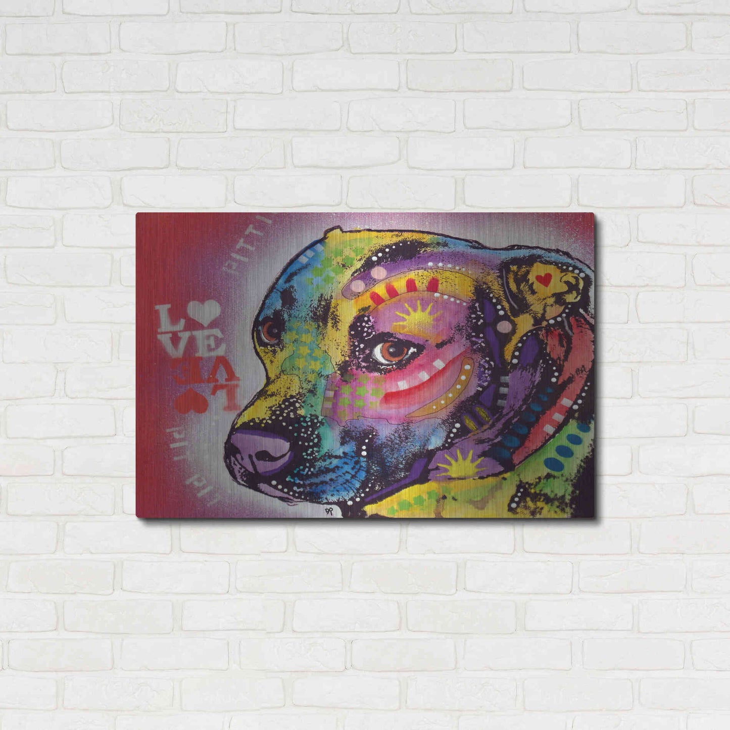 Luxe Metal Art 'Gratitude Pit Bull Pittie Love ' by Dean Russo, Metal Wall Art,36x24