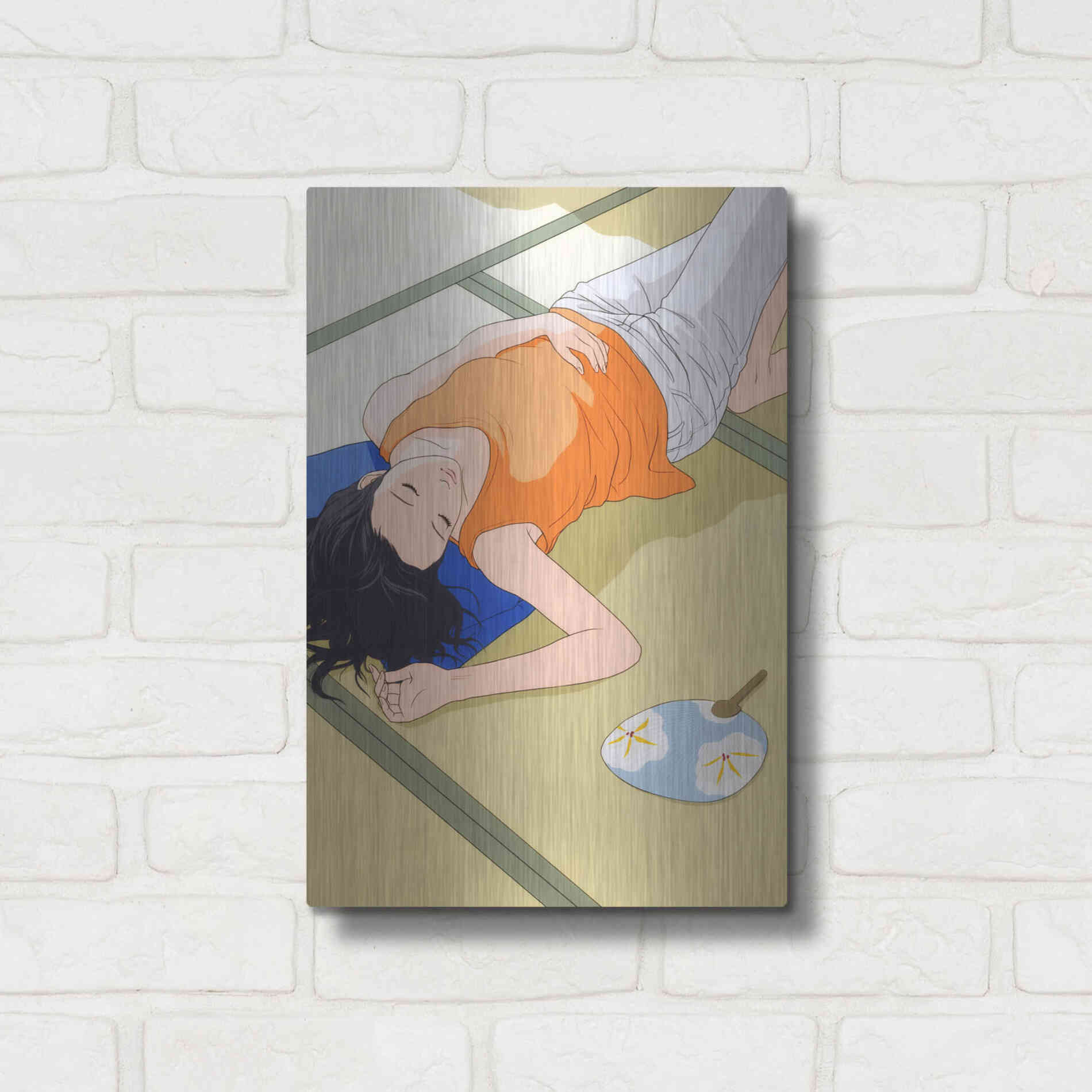 Luxe Metal Art 'Sleeping Woman' by Sai Tamiya, Metal Wall Art,12x16