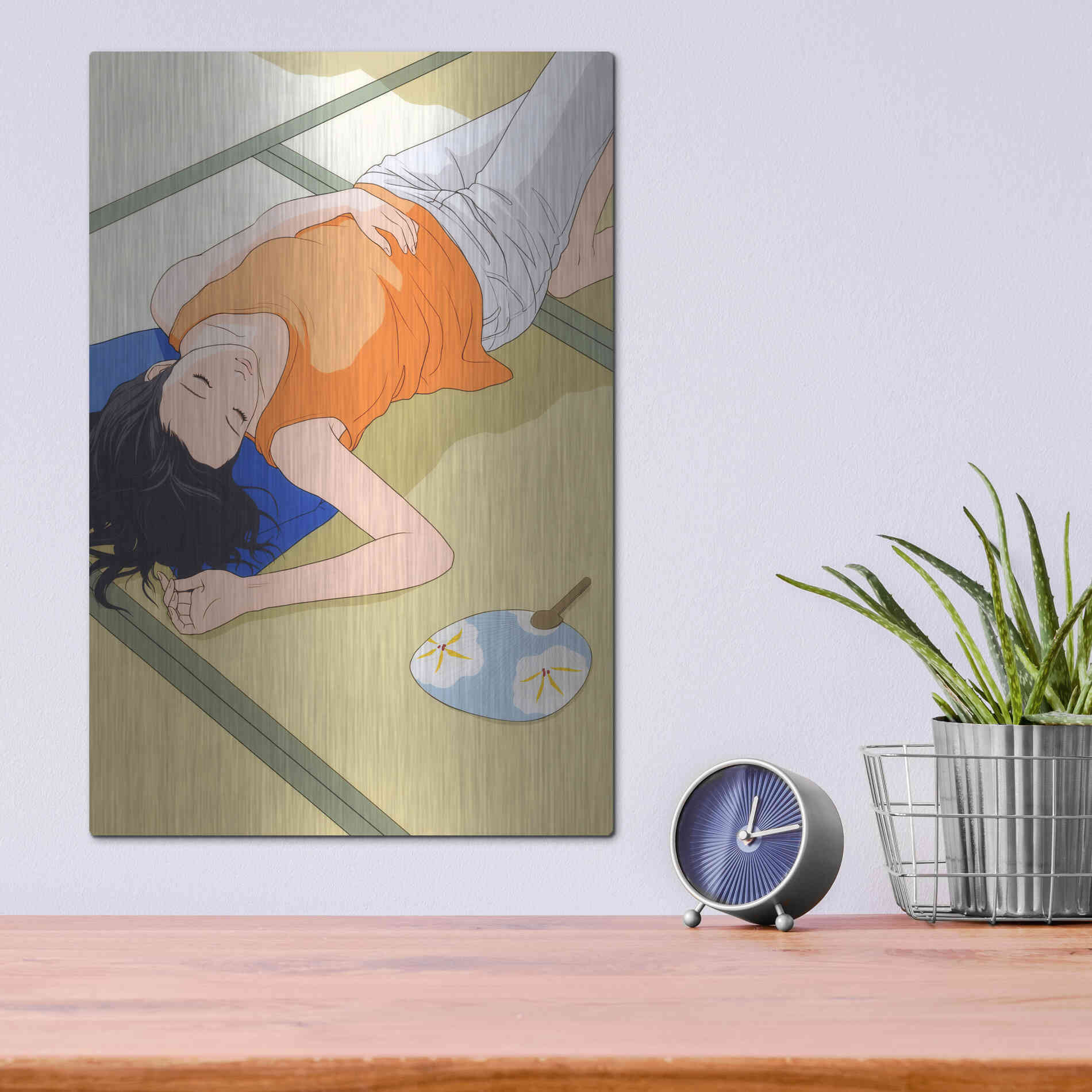 Luxe Metal Art 'Sleeping Woman' by Sai Tamiya, Metal Wall Art,12x16