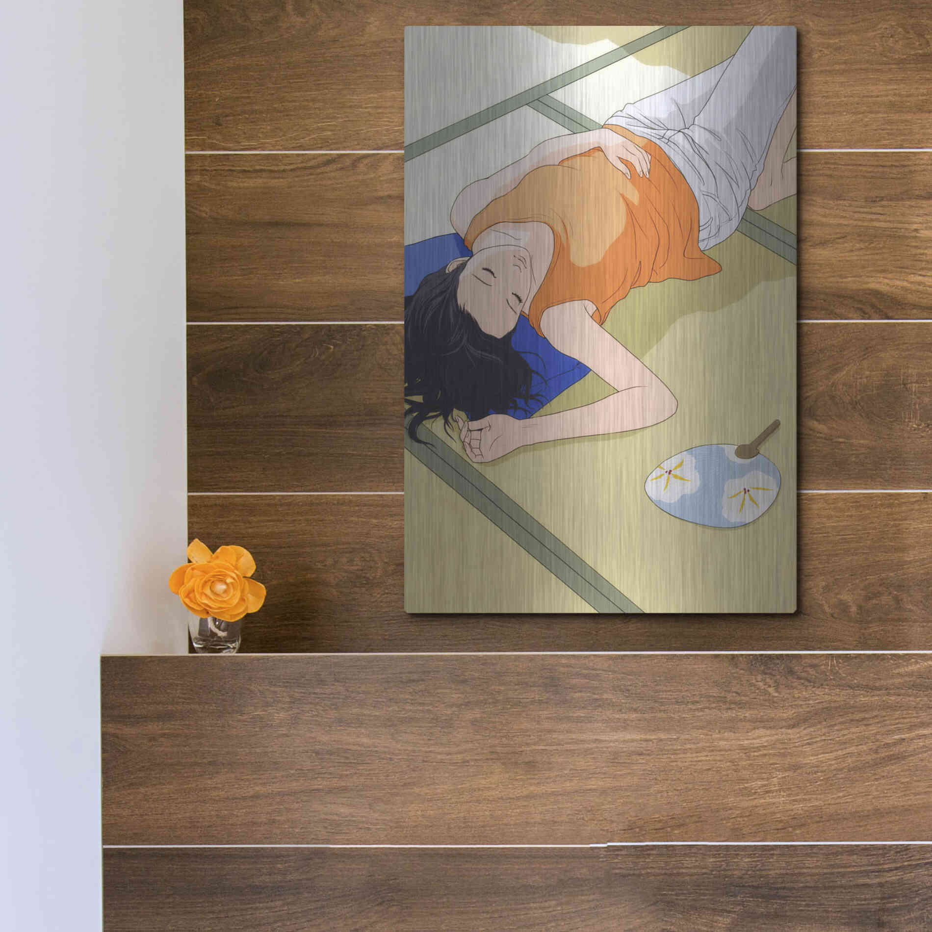 Luxe Metal Art 'Sleeping Woman' by Sai Tamiya, Metal Wall Art,12x16