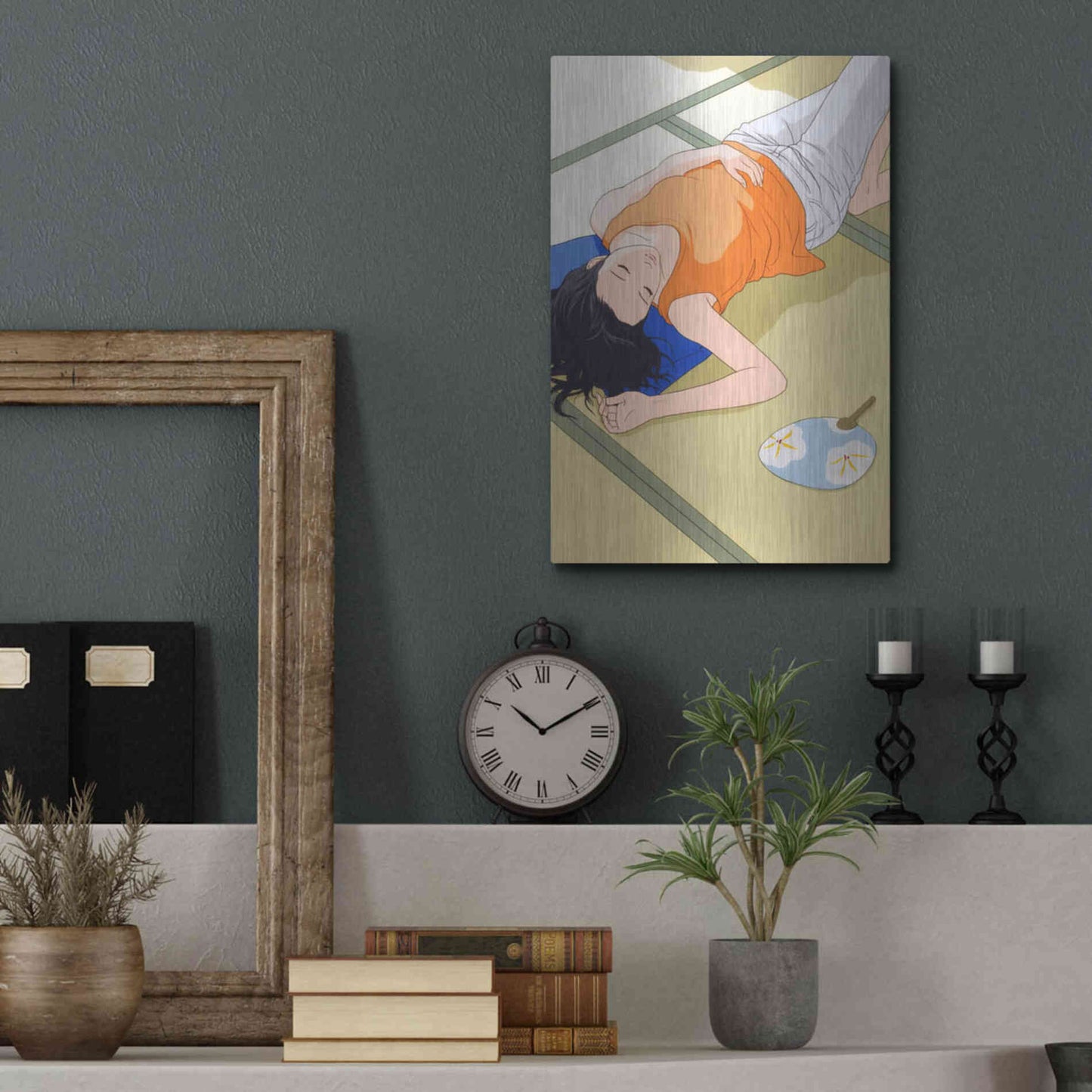 Luxe Metal Art 'Sleeping Woman' by Sai Tamiya, Metal Wall Art,12x16