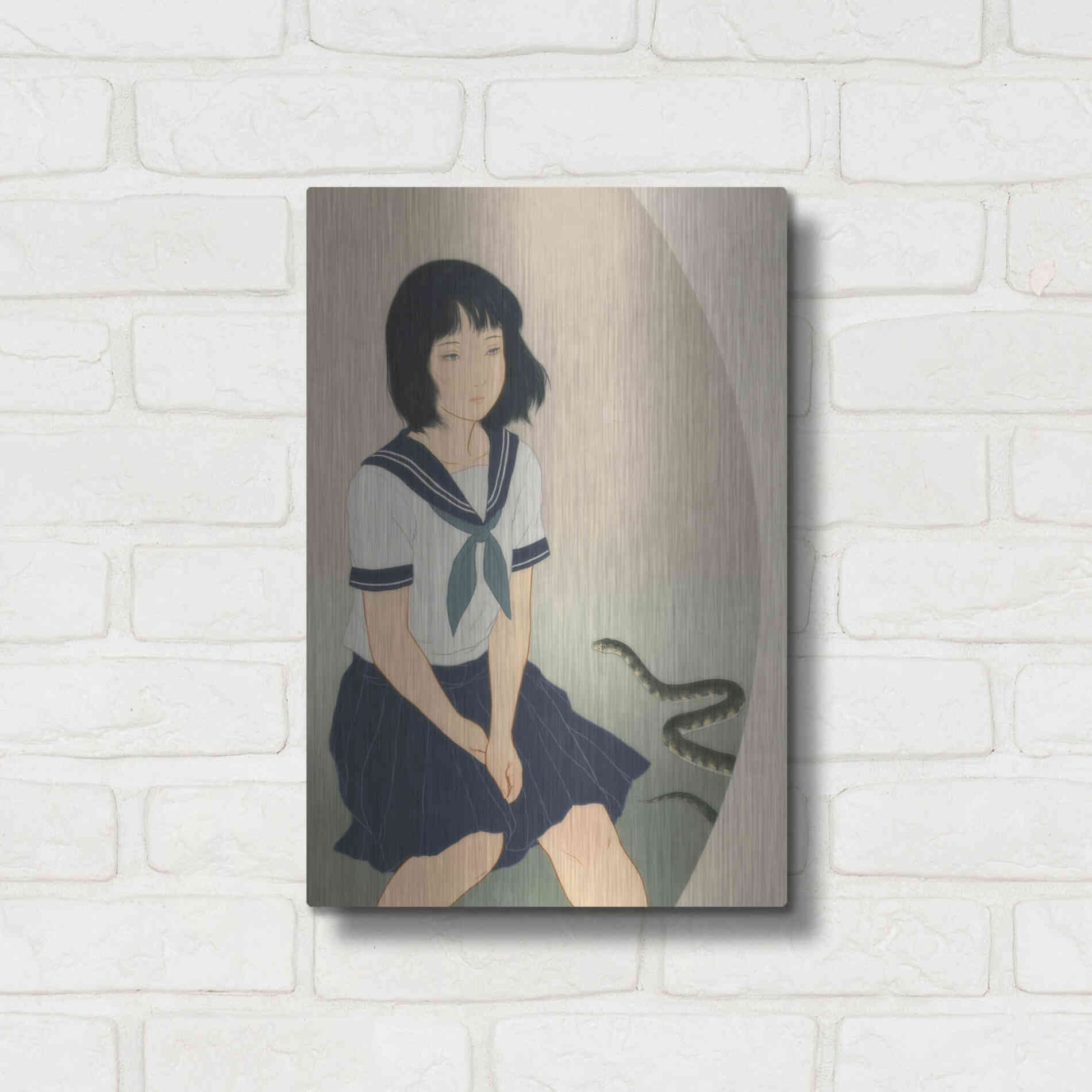 Luxe Metal Art 'Snake And Woman' by Sai Tamiya, Metal Wall Art,12x16