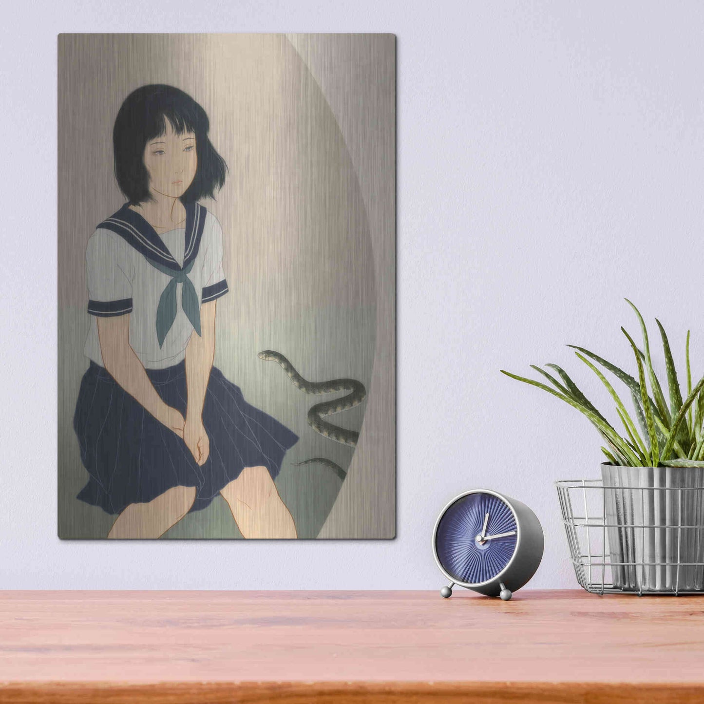 Luxe Metal Art 'Snake And Woman' by Sai Tamiya, Metal Wall Art,12x16