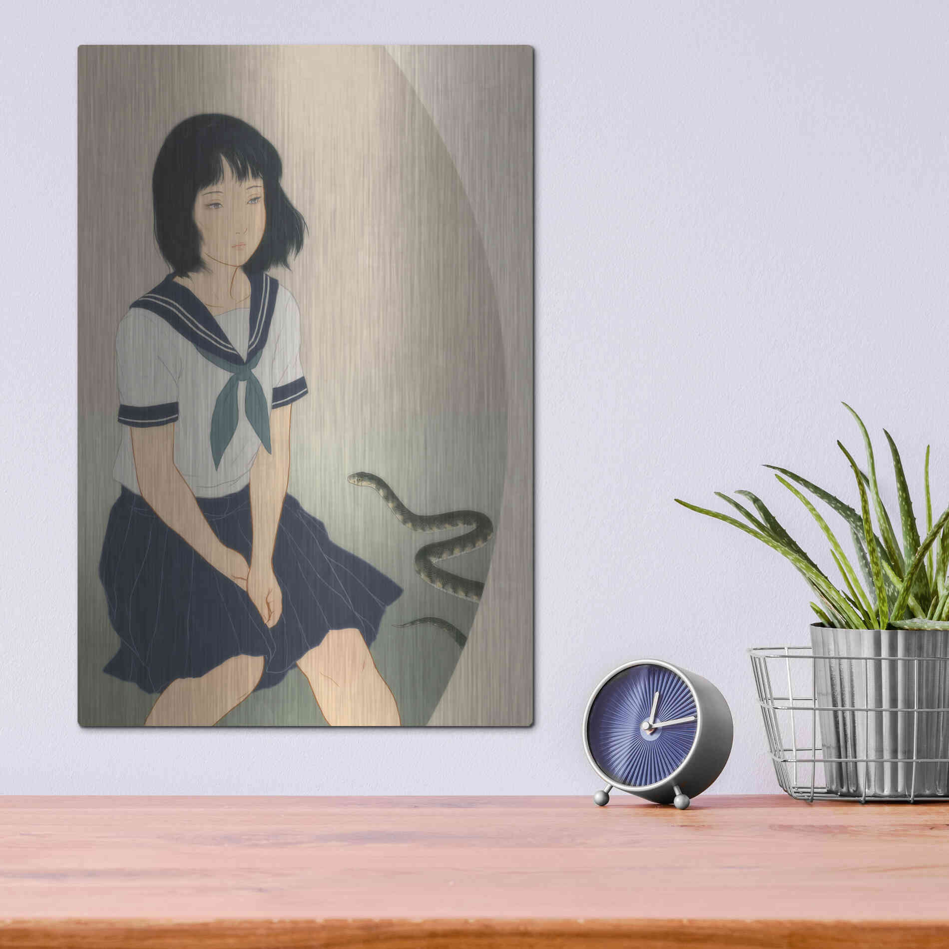 Luxe Metal Art 'Snake And Woman' by Sai Tamiya, Metal Wall Art,12x16