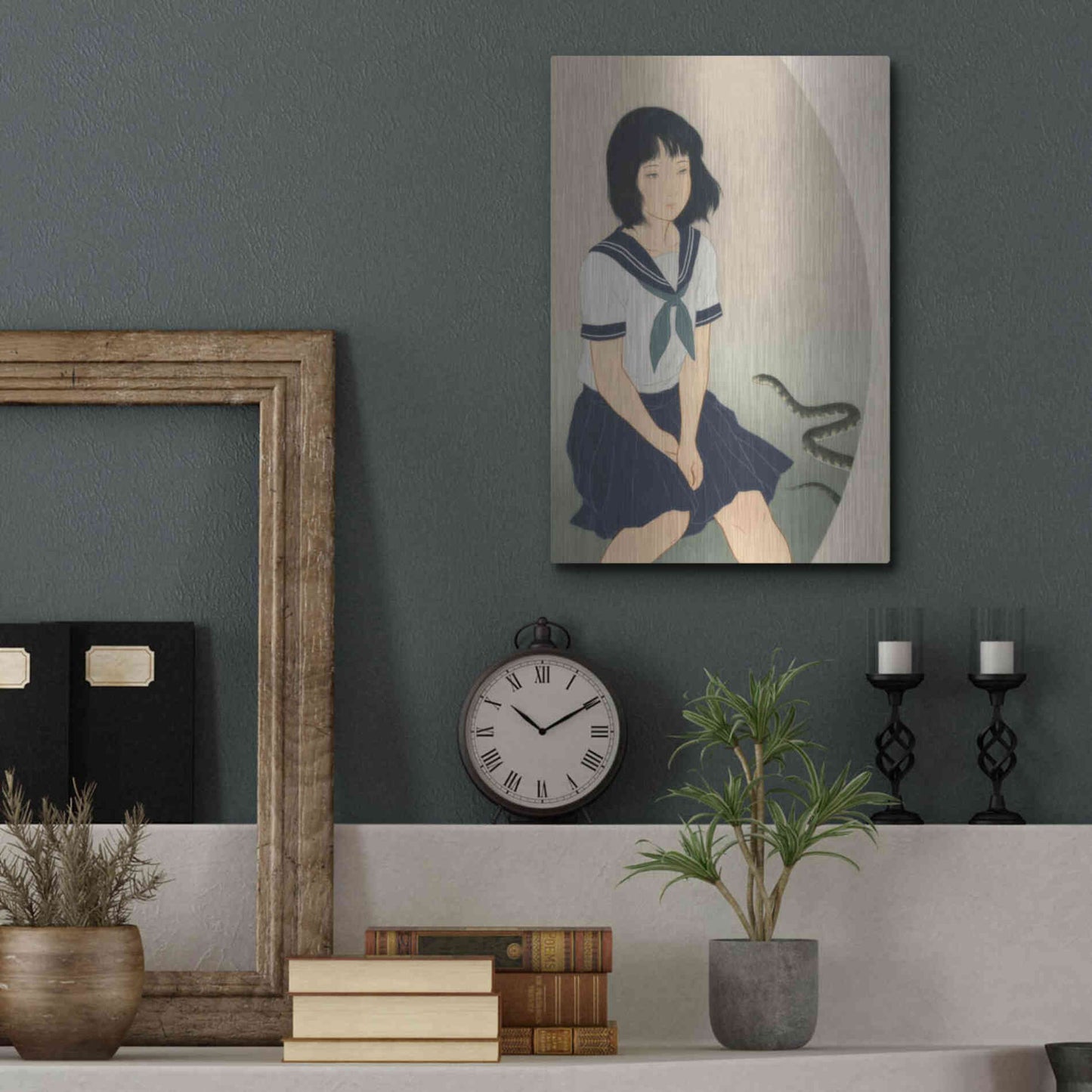 Luxe Metal Art 'Snake And Woman' by Sai Tamiya, Metal Wall Art,12x16