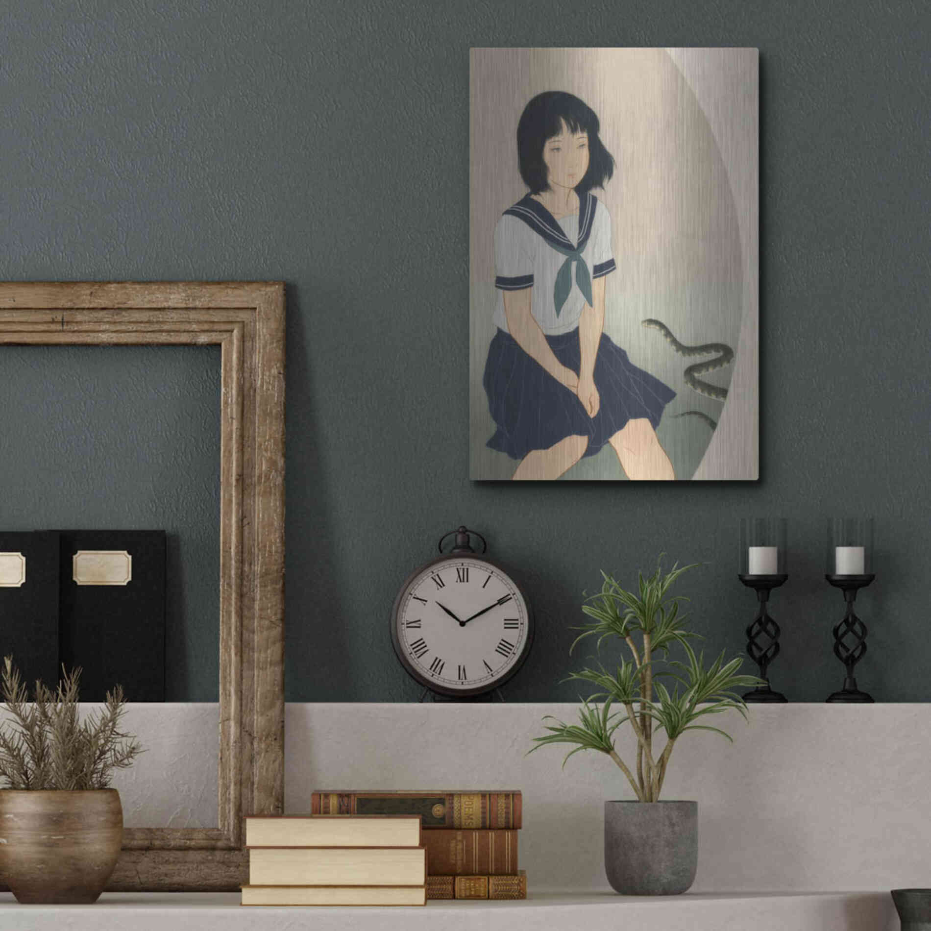 Luxe Metal Art 'Snake And Woman' by Sai Tamiya, Metal Wall Art,12x16