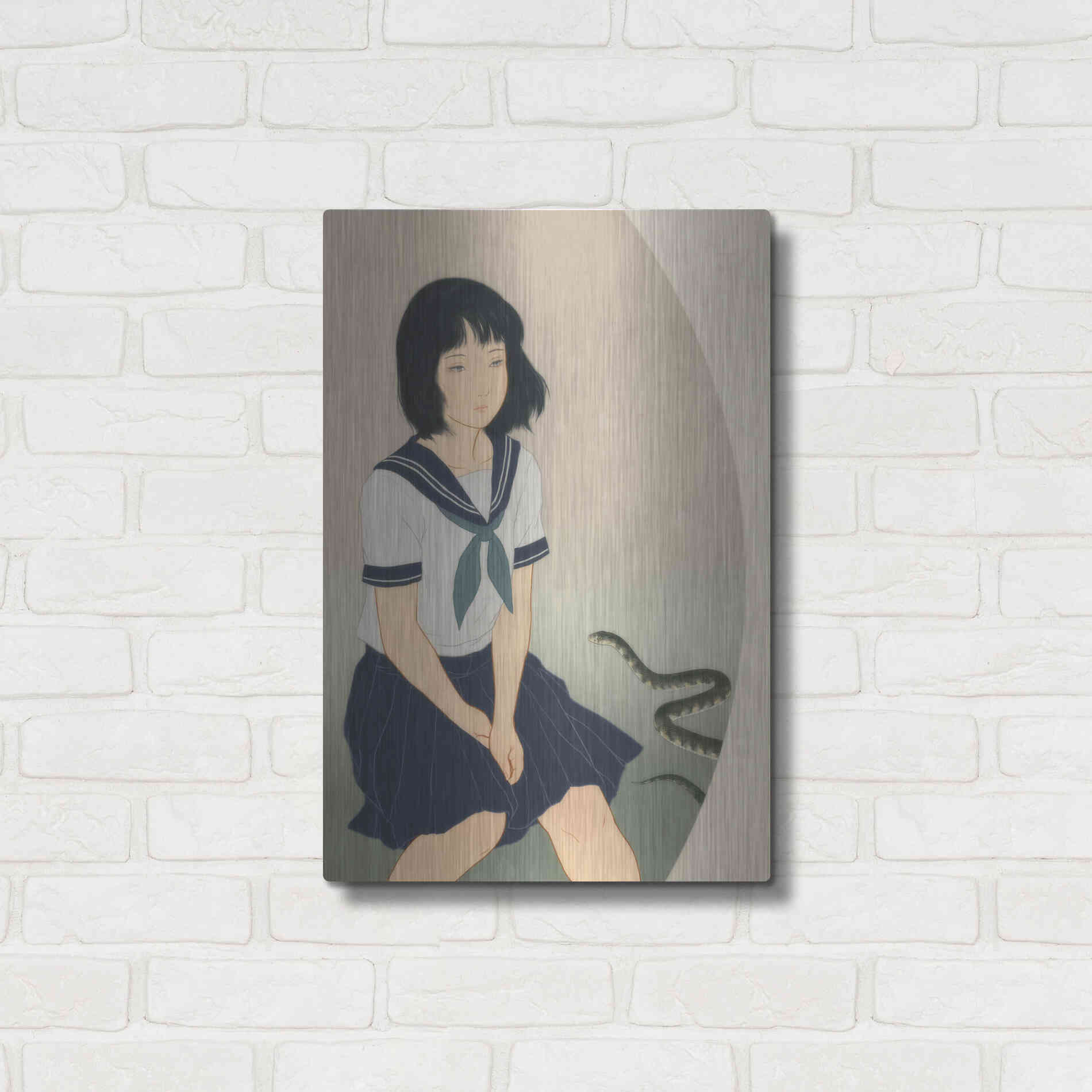 Luxe Metal Art 'Snake And Woman' by Sai Tamiya, Metal Wall Art,16x24