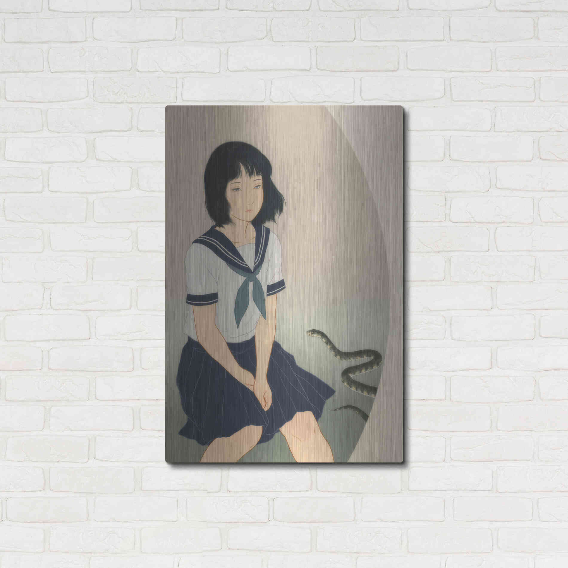 Luxe Metal Art 'Snake And Woman' by Sai Tamiya, Metal Wall Art,24x36