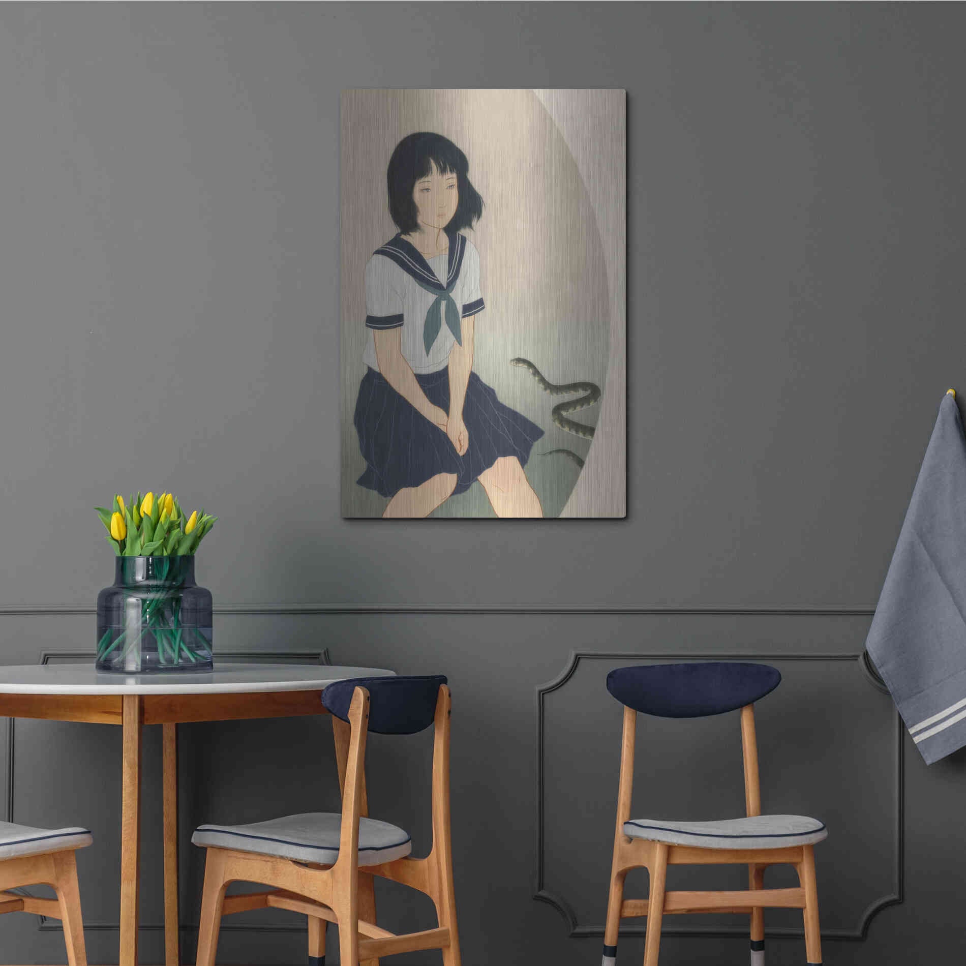 Luxe Metal Art 'Snake And Woman' by Sai Tamiya, Metal Wall Art,24x36