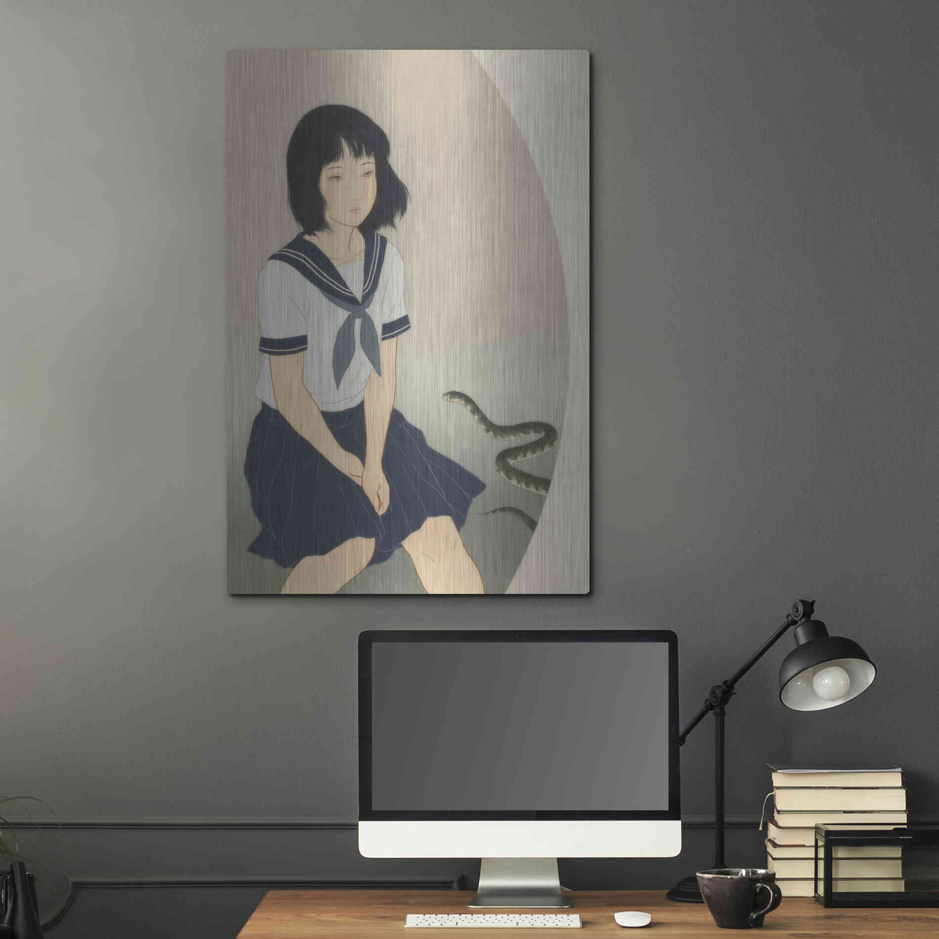 Luxe Metal Art 'Snake And Woman' by Sai Tamiya, Metal Wall Art,24x36