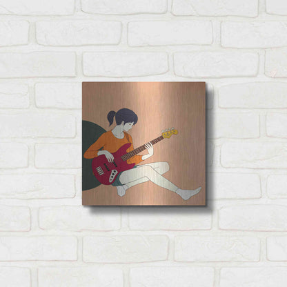 Luxe Metal Art 'Playing The Bass' by Sai Tamiya, Metal Wall Art,12x12