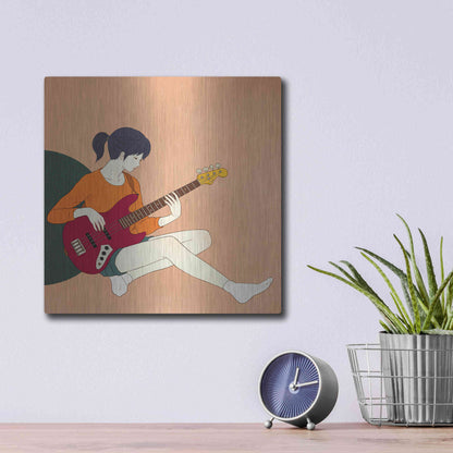 Luxe Metal Art 'Playing The Bass' by Sai Tamiya, Metal Wall Art,12x12