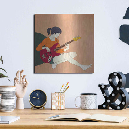 Luxe Metal Art 'Playing The Bass' by Sai Tamiya, Metal Wall Art,12x12