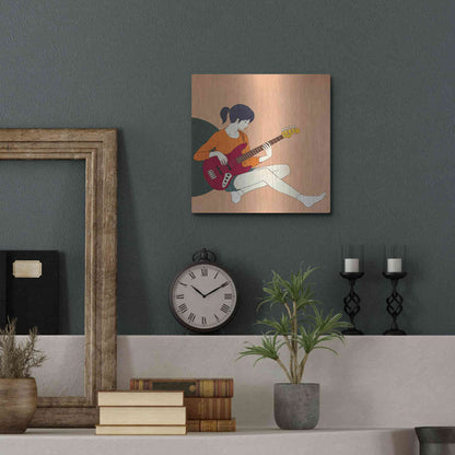 Luxe Metal Art 'Playing The Bass' by Sai Tamiya, Metal Wall Art,12x12