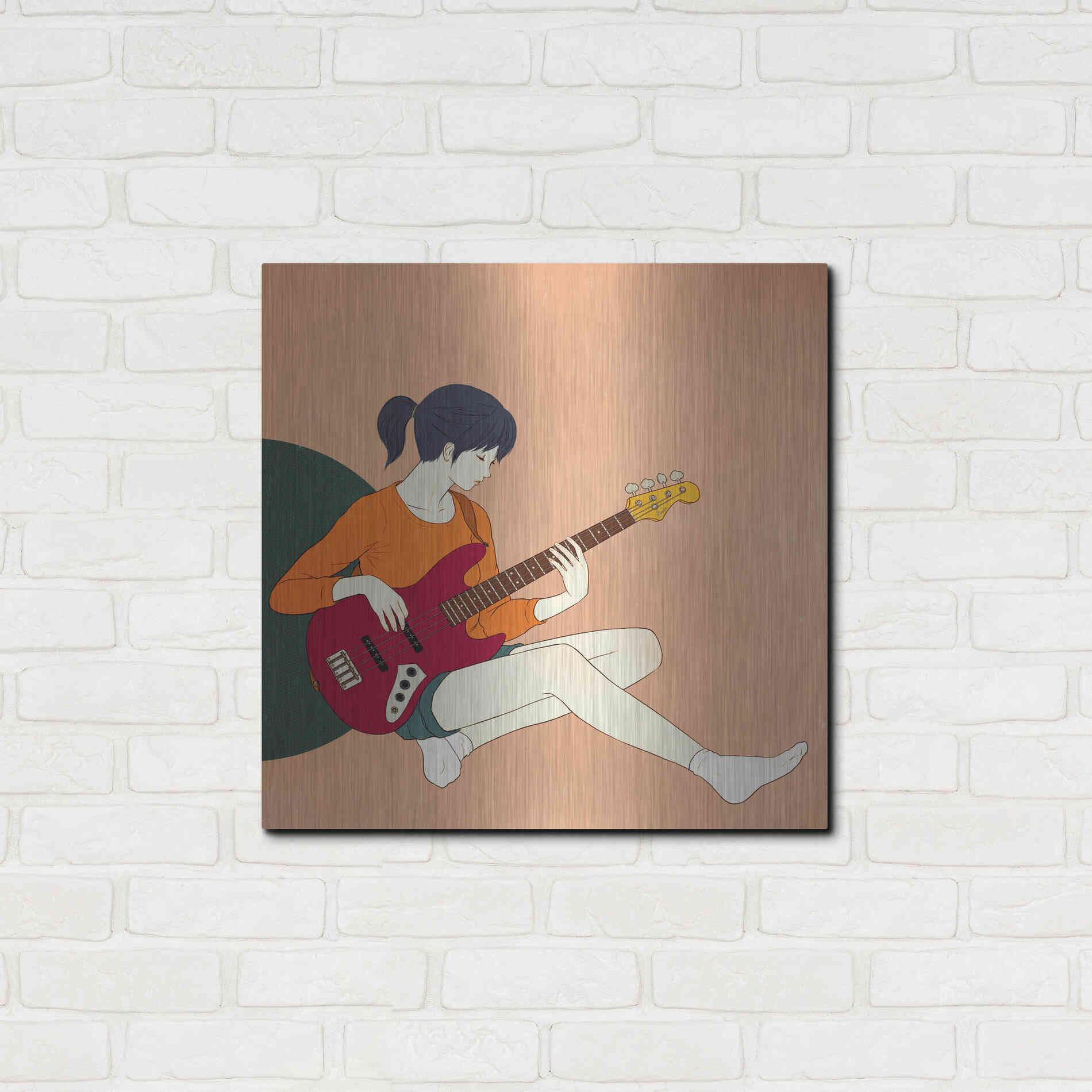 Luxe Metal Art 'Playing The Bass' by Sai Tamiya, Metal Wall Art,24x24